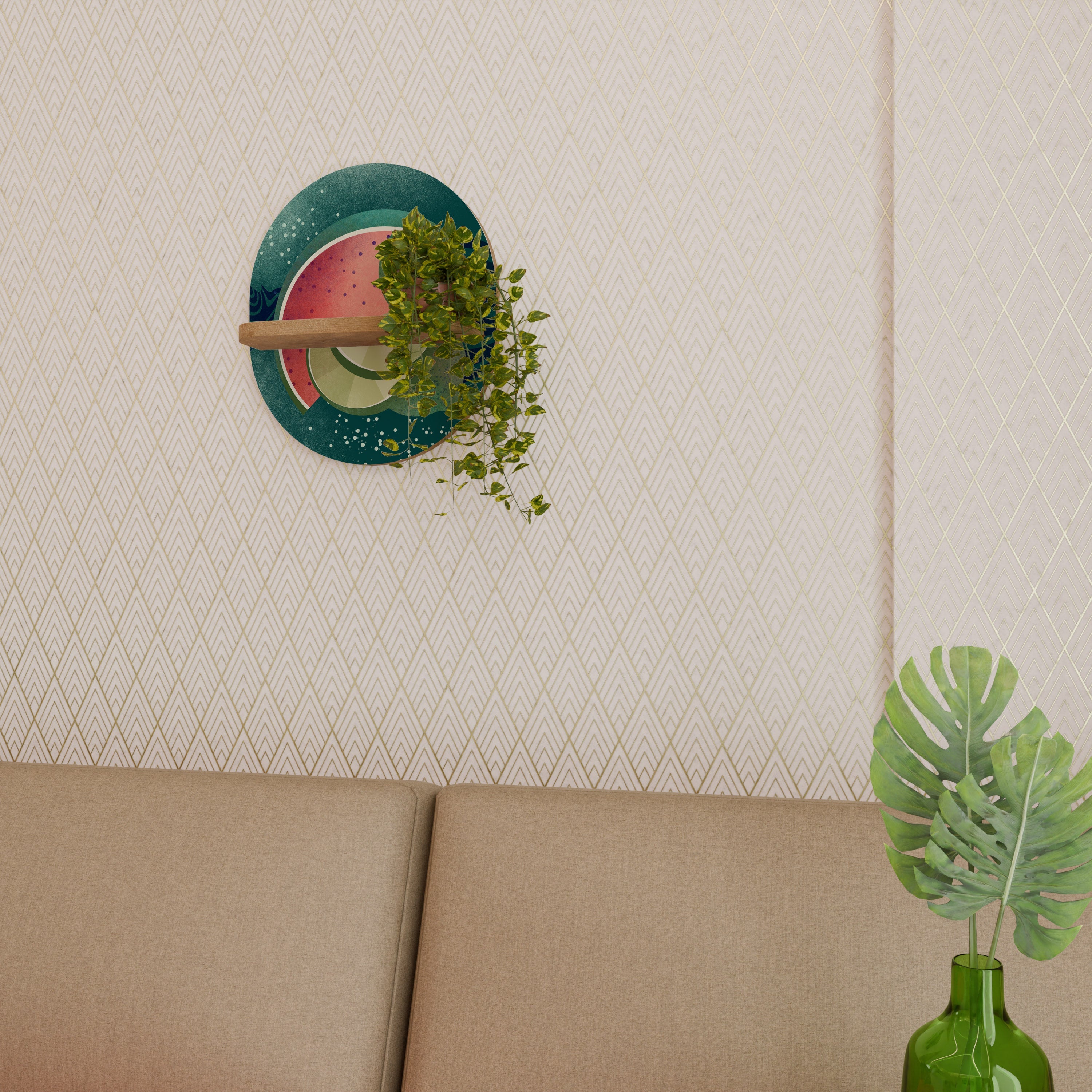 FRUIT POWER Prateleira Oval Decorativa em Efeito Carvalho