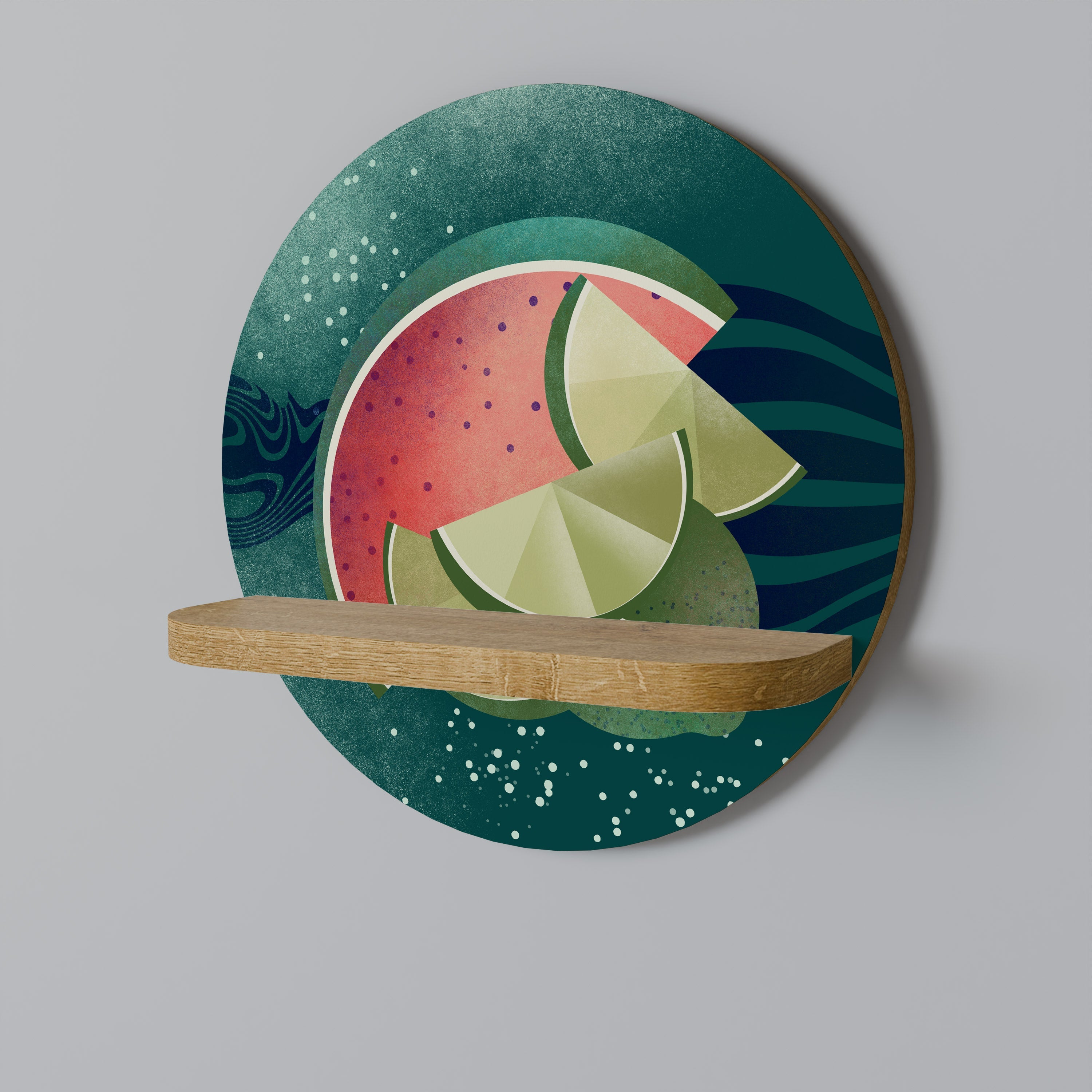 FRUIT POWER Prateleira Redonda Decorativa em Efeito Carvalho