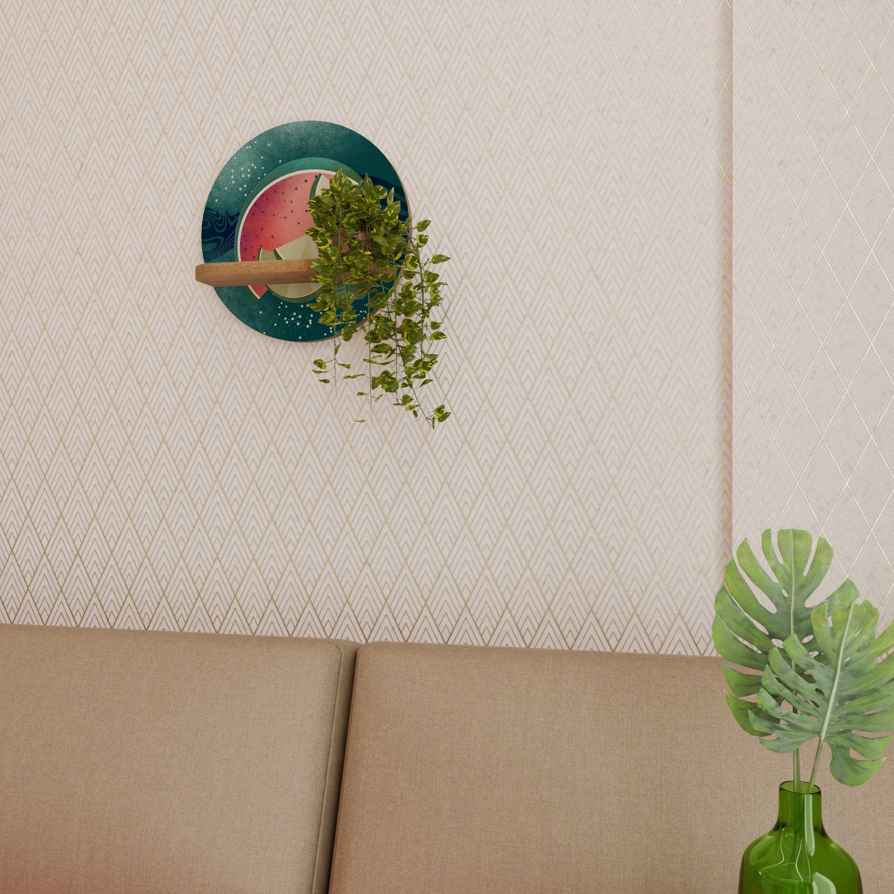 FRUIT POWER Prateleira Redonda Decorativa em Efeito Carvalho