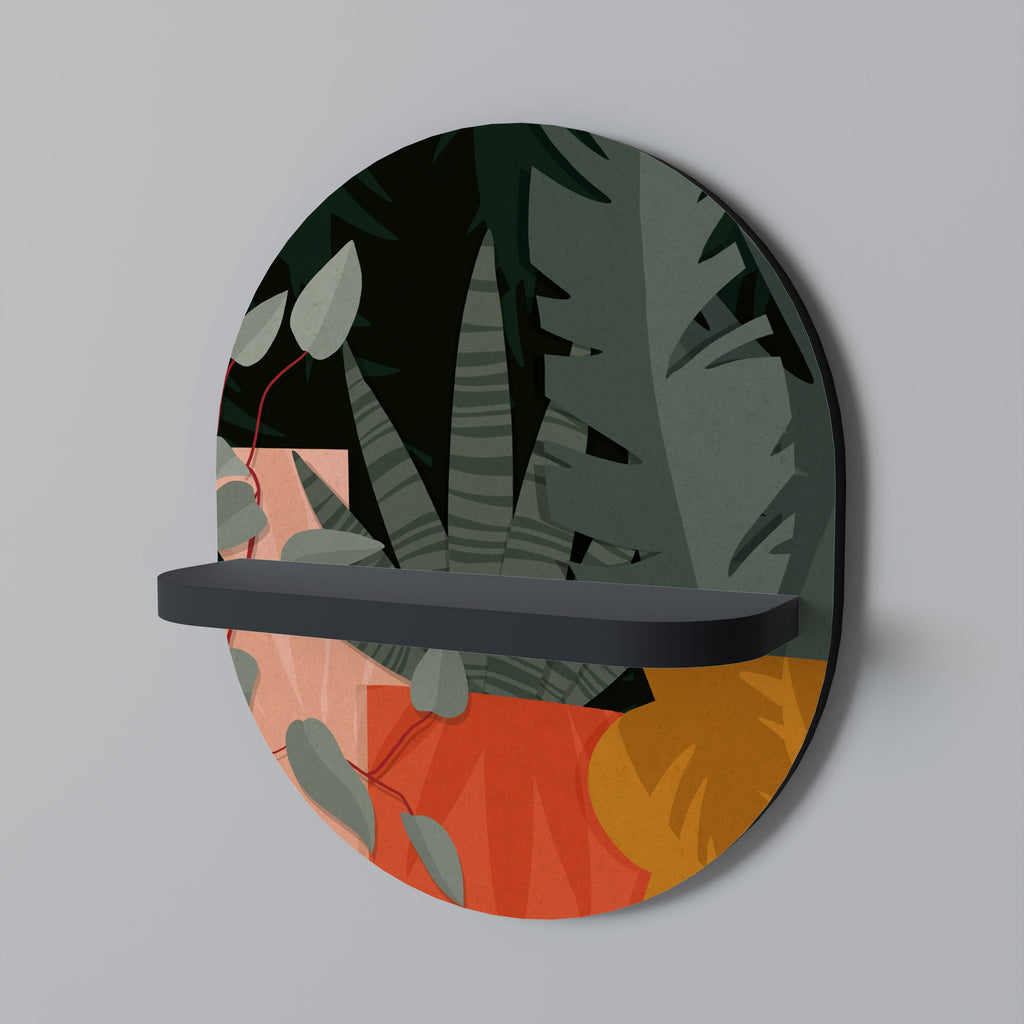 TROPICAL COMPOSITION Prateleira Oval Decorativa em Acabamento Preto