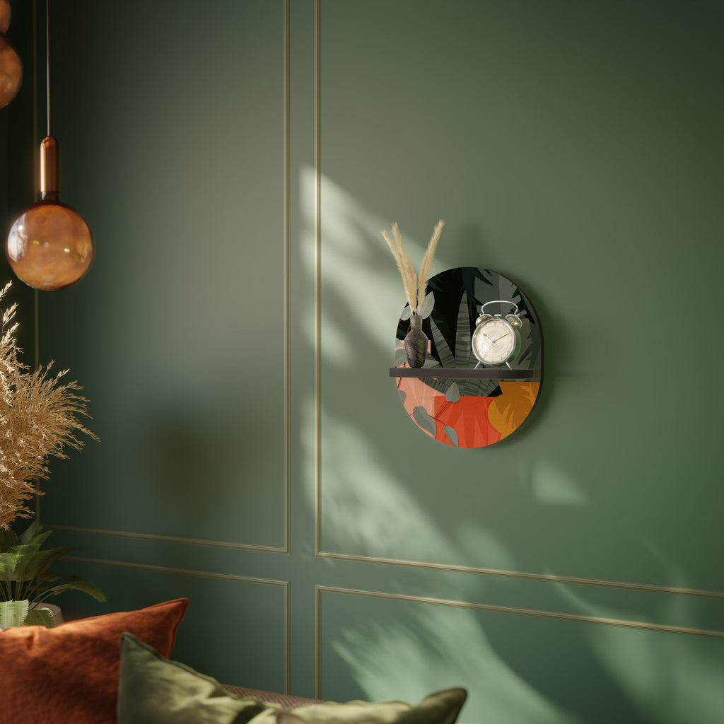 TROPICAL COMPOSITION Prateleira Oval Decorativa em Acabamento Preto