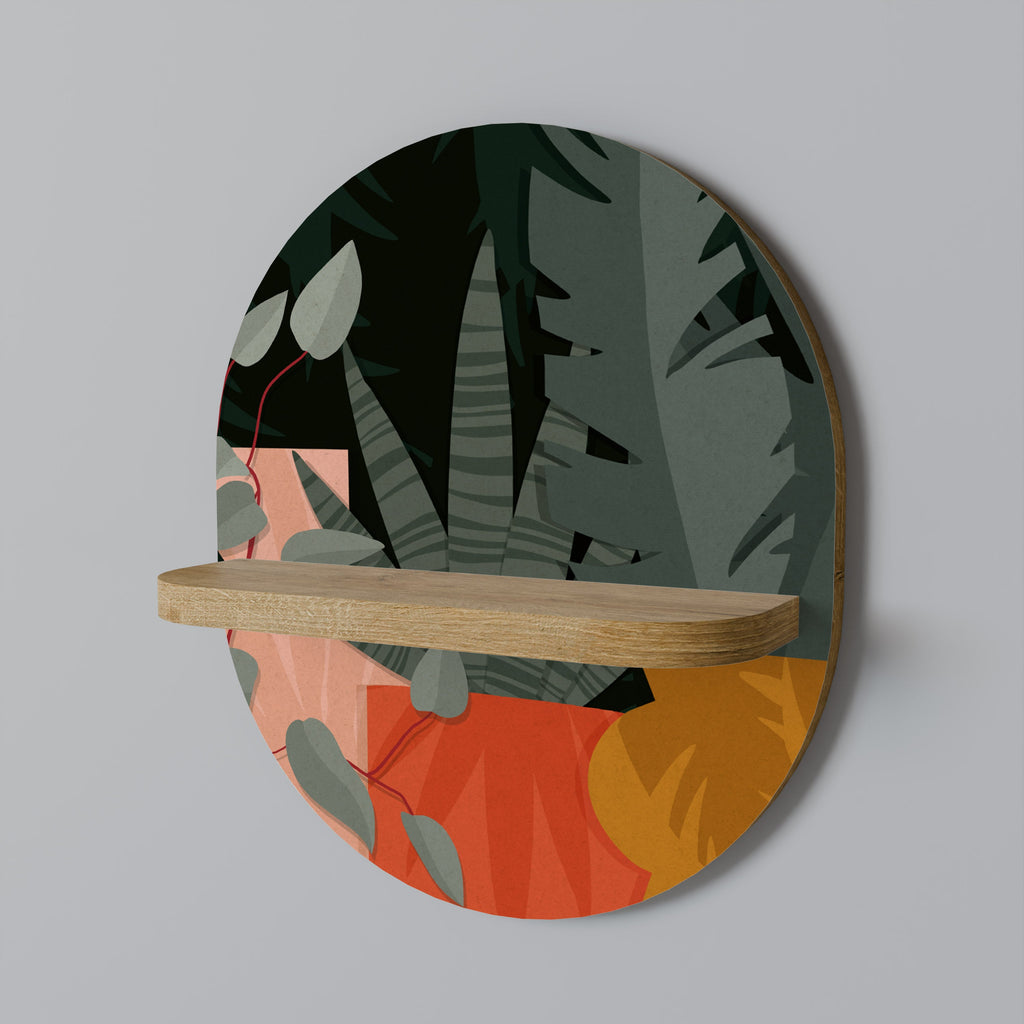 TROPICAL COMPOSITION Prateleira Oval Decorativa em Efeito Carvalho