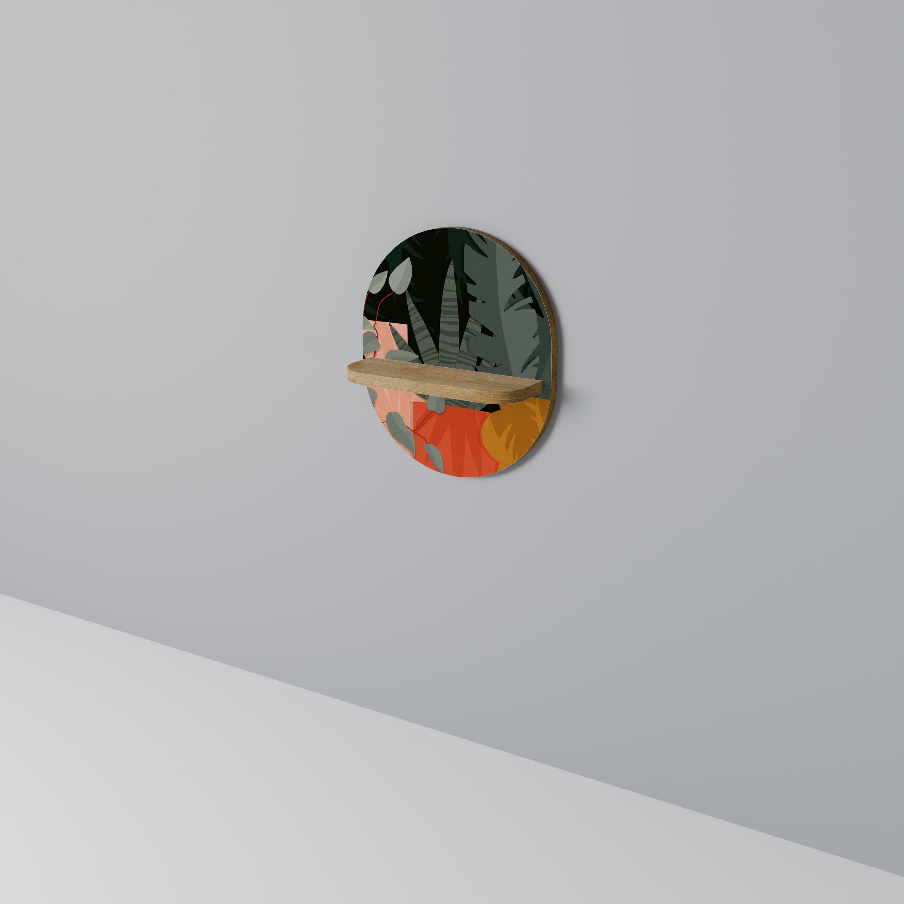 TROPICAL COMPOSITION Prateleira Oval Decorativa em Efeito Carvalho