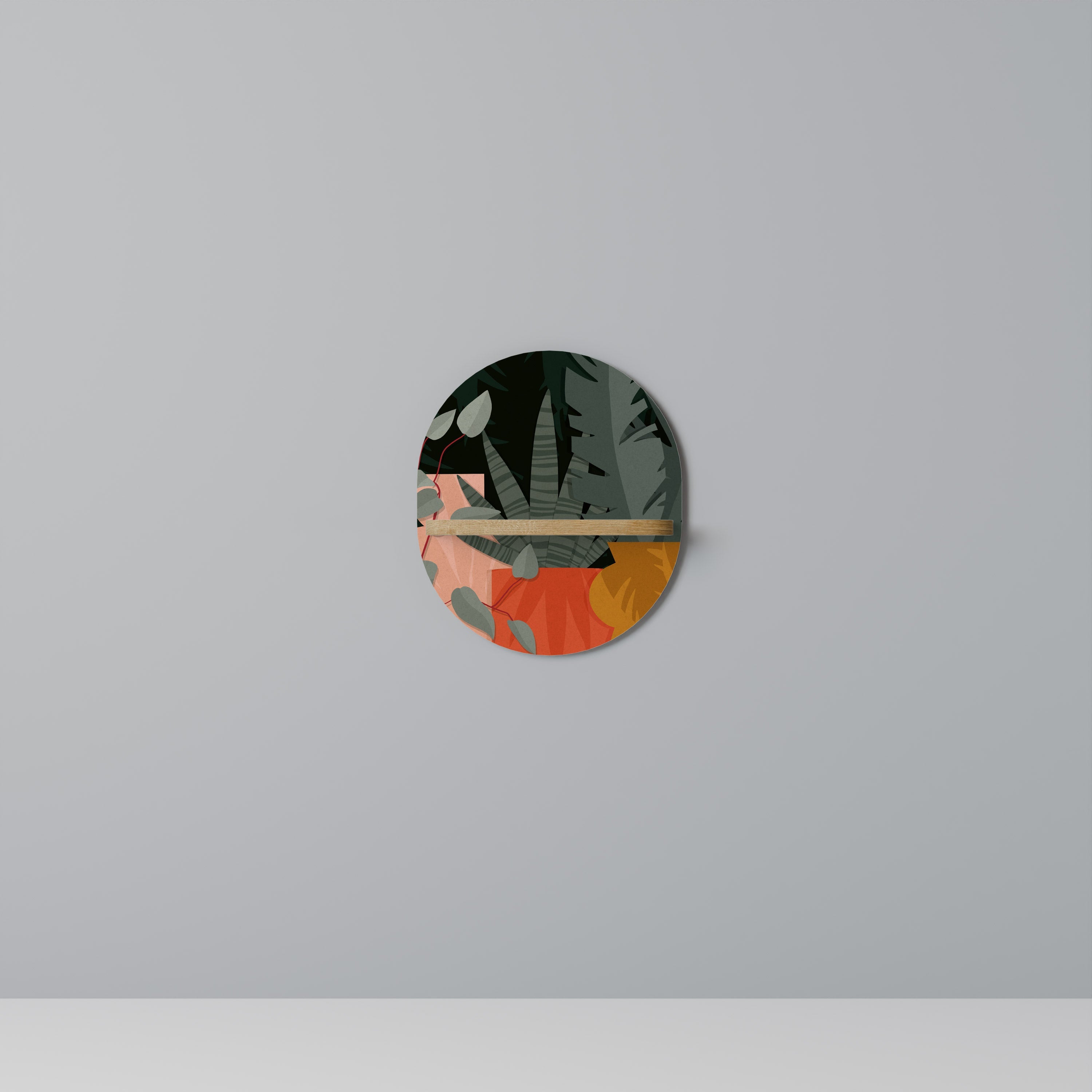 TROPICAL COMPOSITION Prateleira Oval Decorativa em Efeito Carvalho