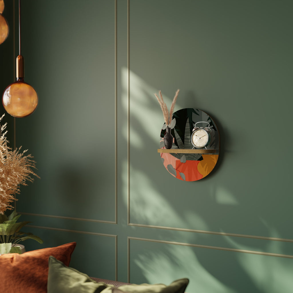 TROPICAL COMPOSITION Prateleira Oval Decorativa em Efeito Carvalho