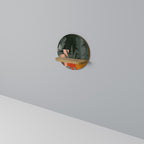 TROPICAL COMPOSITION Round Art Shelf In Oak Effect