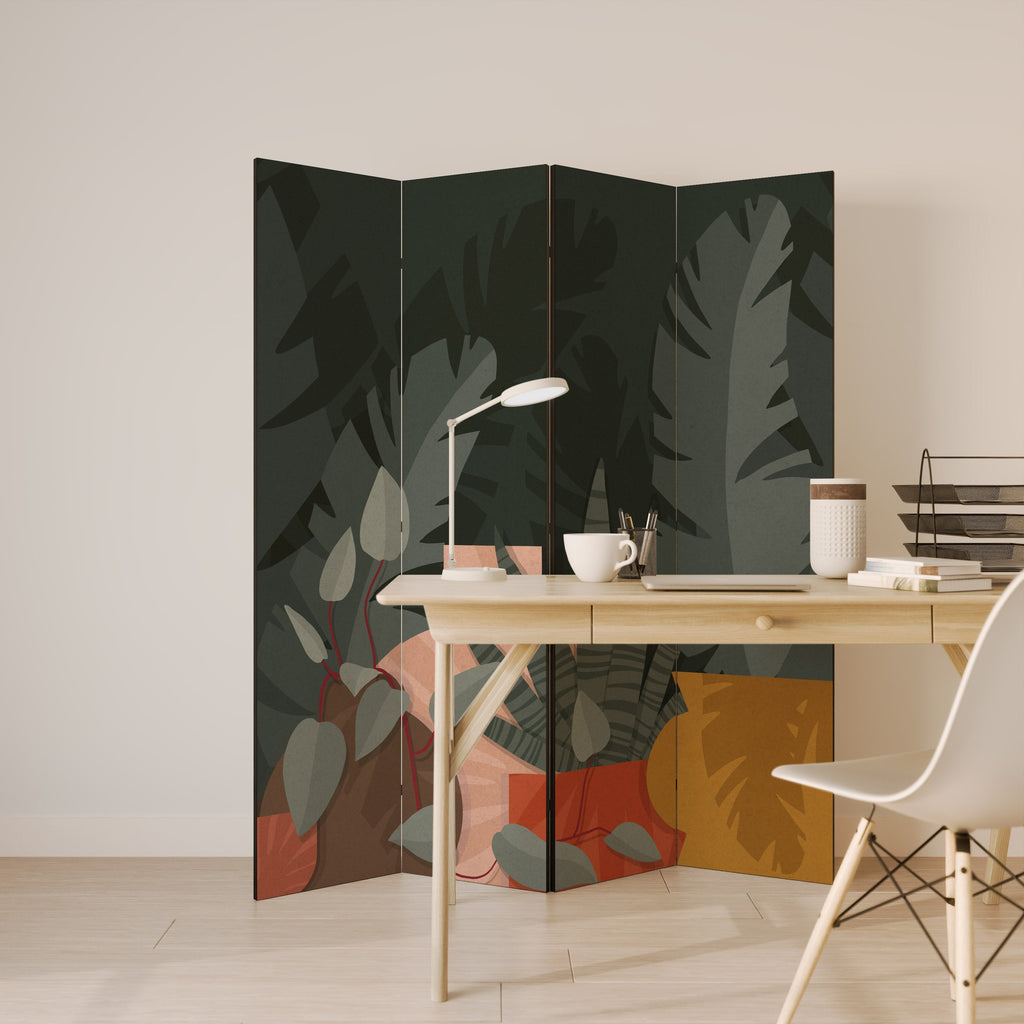 TROPICAL COMPOSITION Biombo Decorativo de 4 Painéis