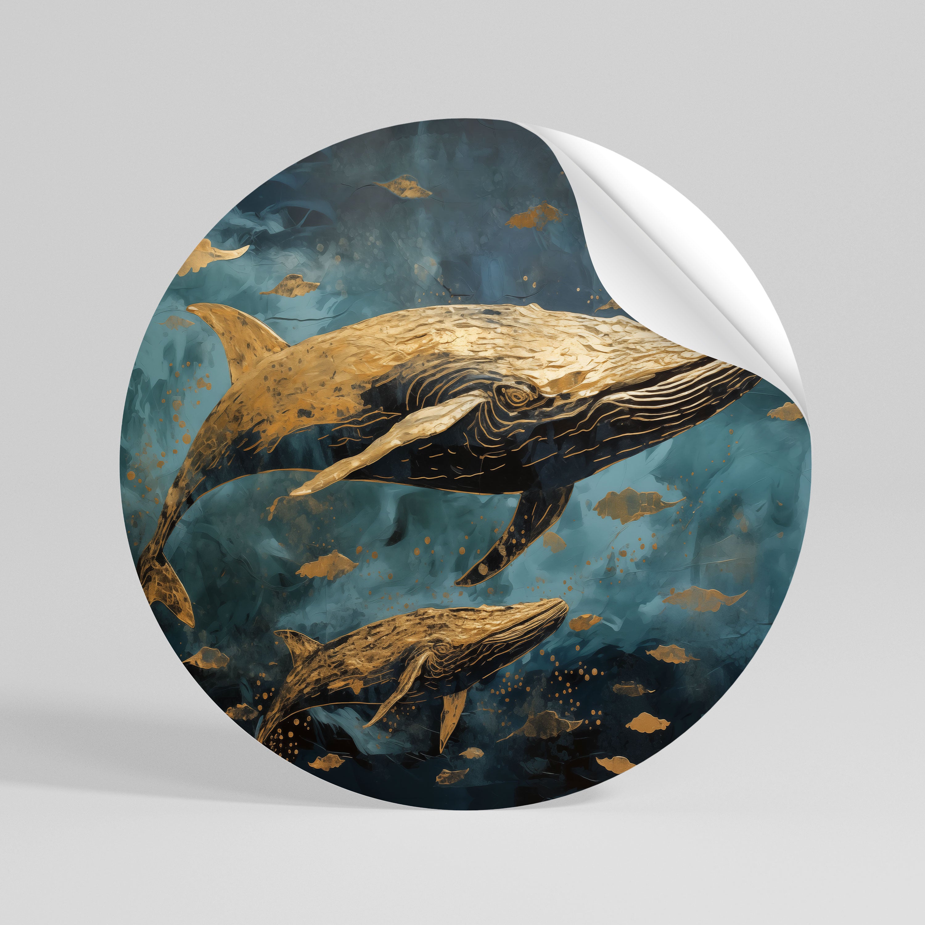 WHALE SONG SYMPHONY Peel and Stick Round Sticker