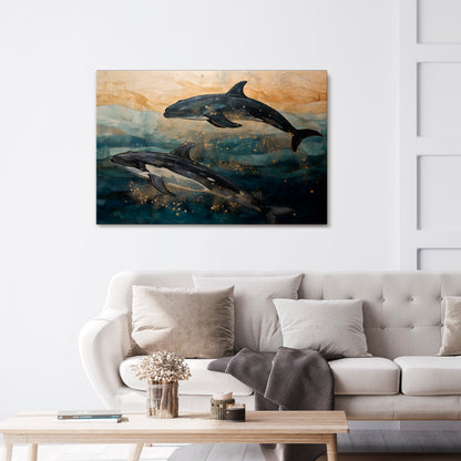 GOLDEN WAVES Horizontal Canvas Print