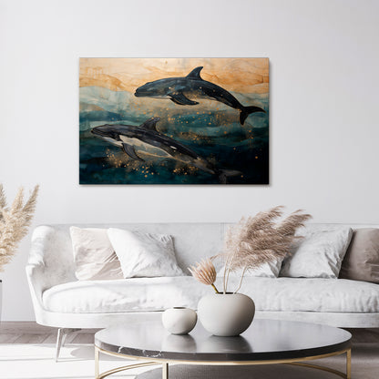 GOLDEN WAVES Horizontal Canvas Print