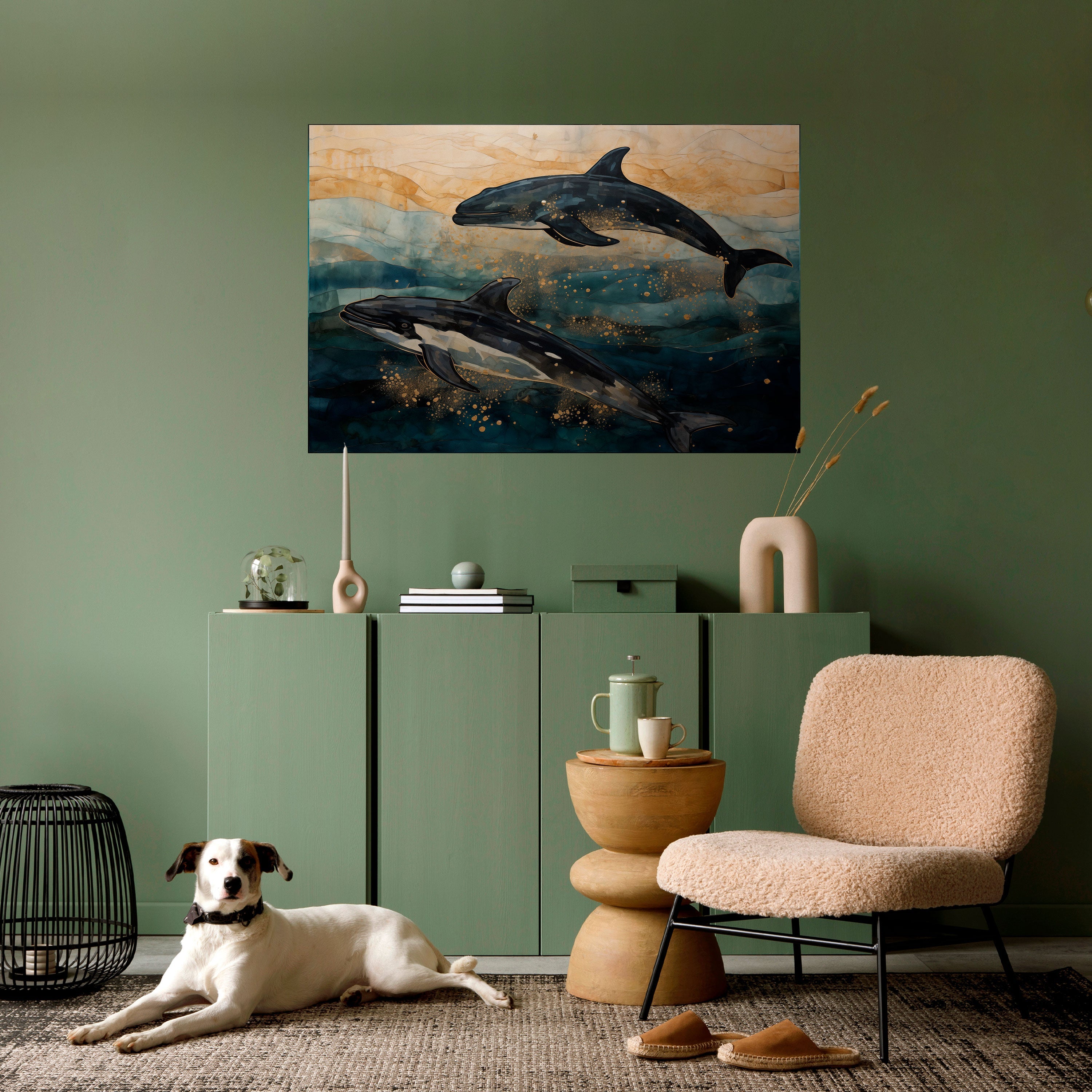 GOLDEN WAVES Peel and Stick Horizontal Poster