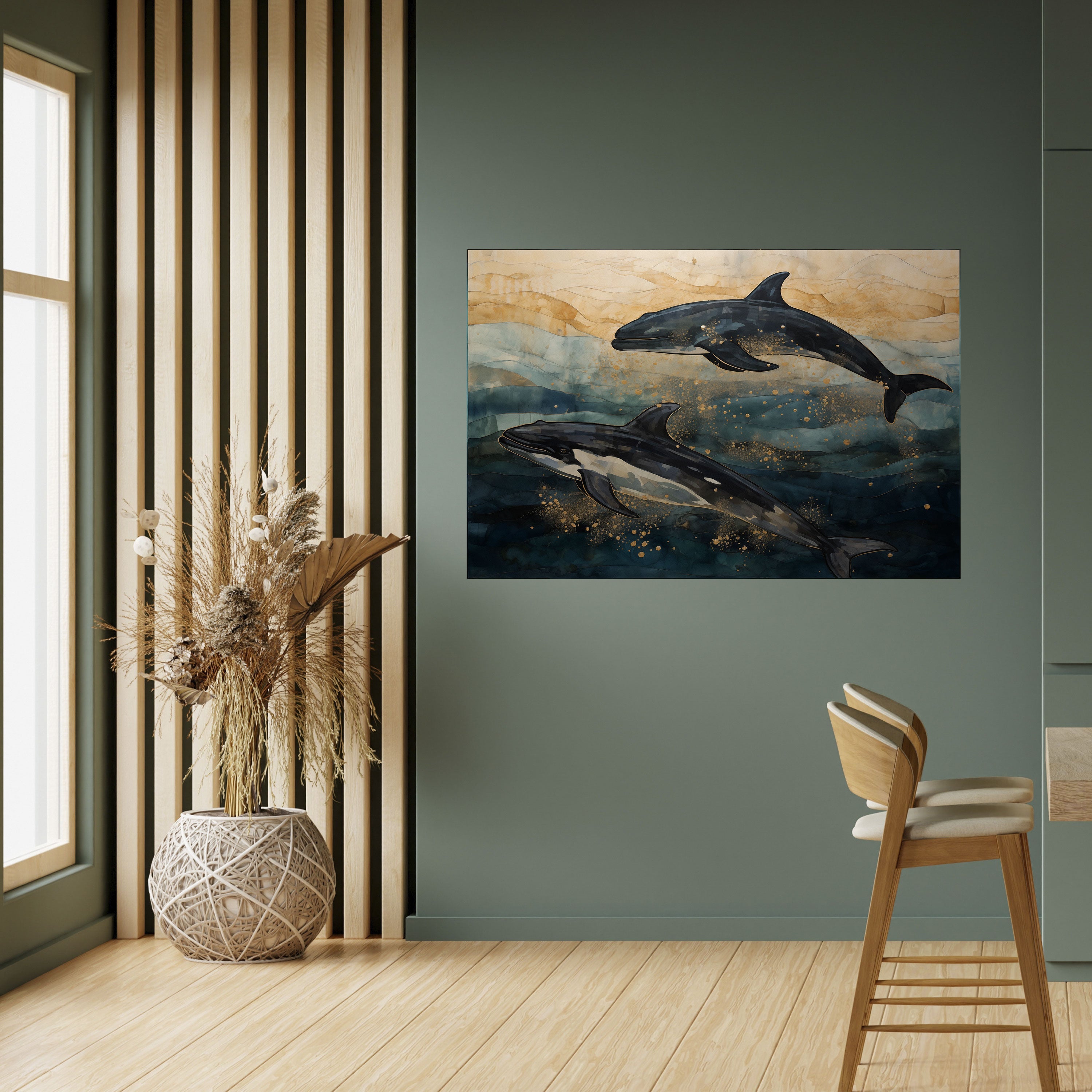 GOLDEN WAVES Peel and Stick Horizontal Poster