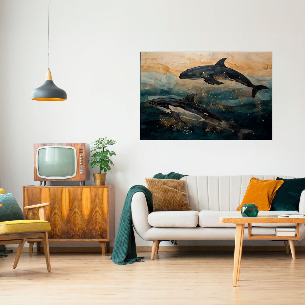 GOLDEN WAVES Peel and Stick Horizontal Poster