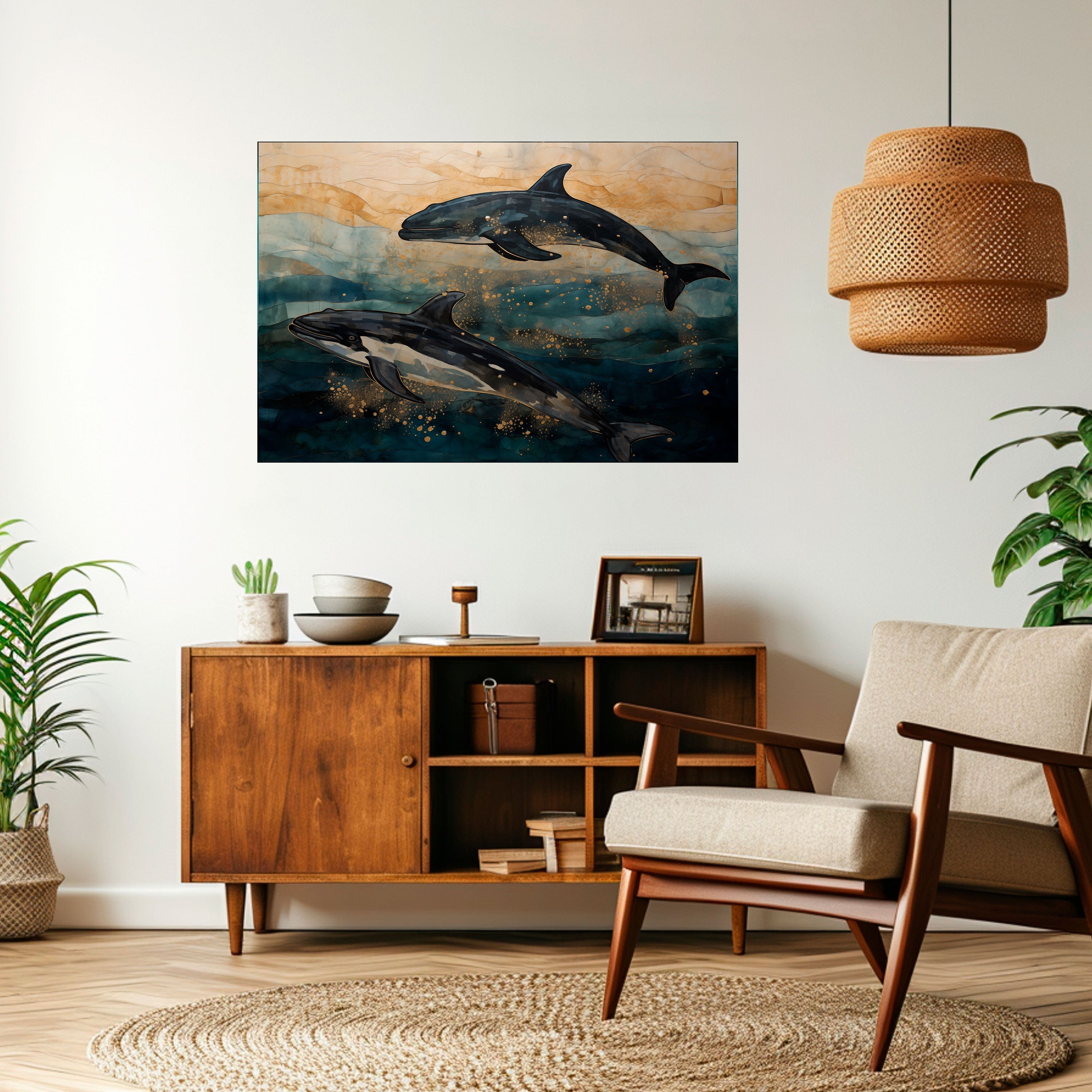 GOLDEN WAVES Peel and Stick Horizontal Poster