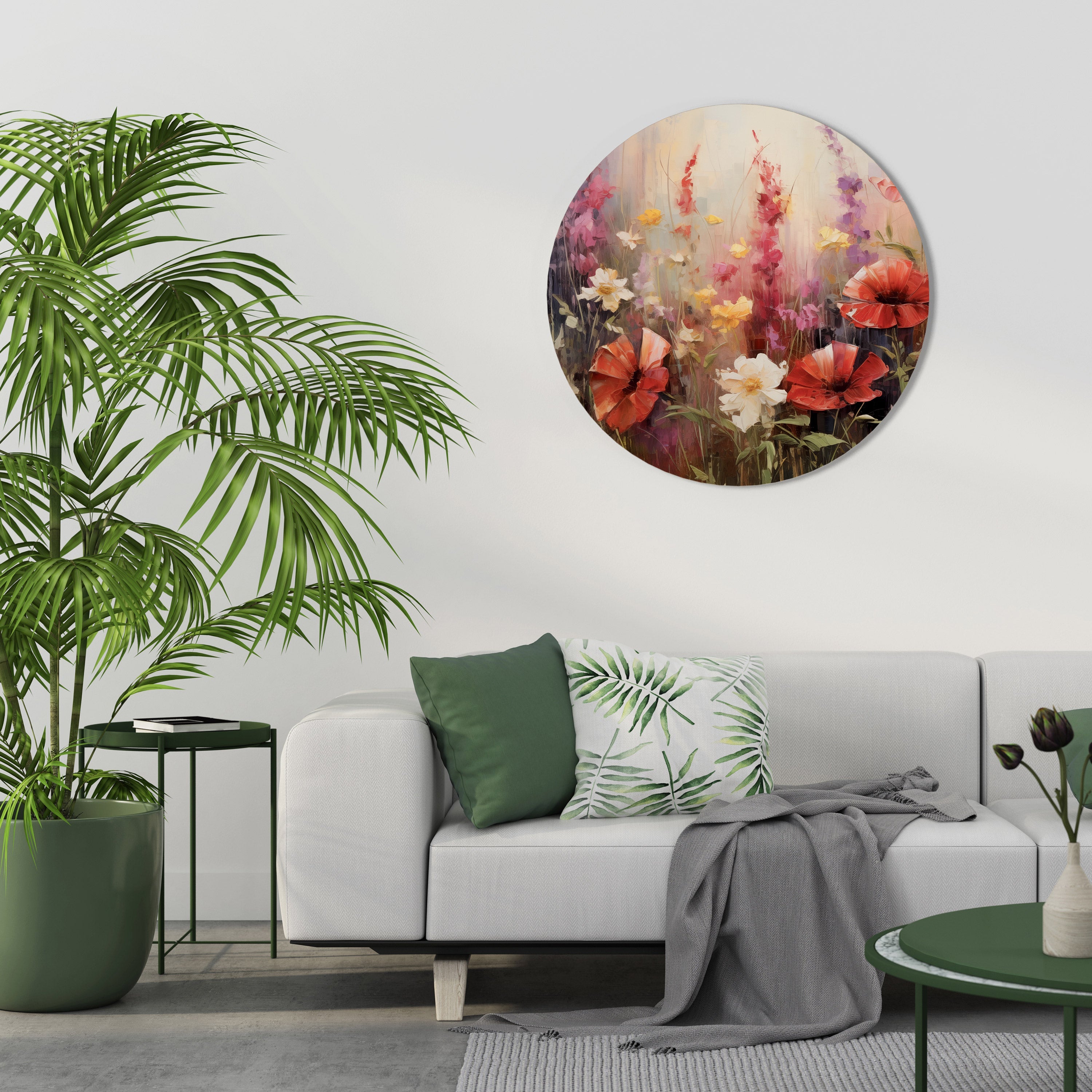 VIBRANT BLOOM SYMPHONY Round Wall Art