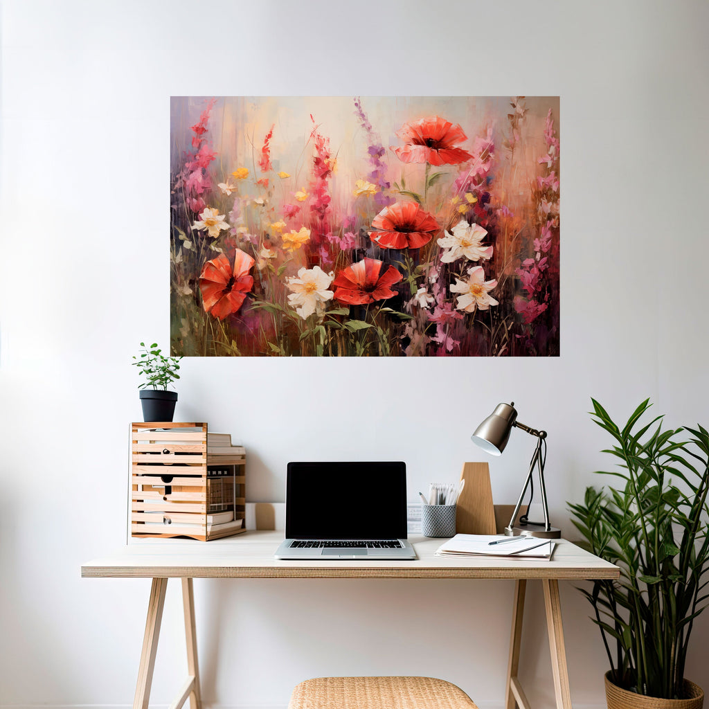 VIBRANT BLOOM SYMPHONY Peel and Stick Horizontal Poster