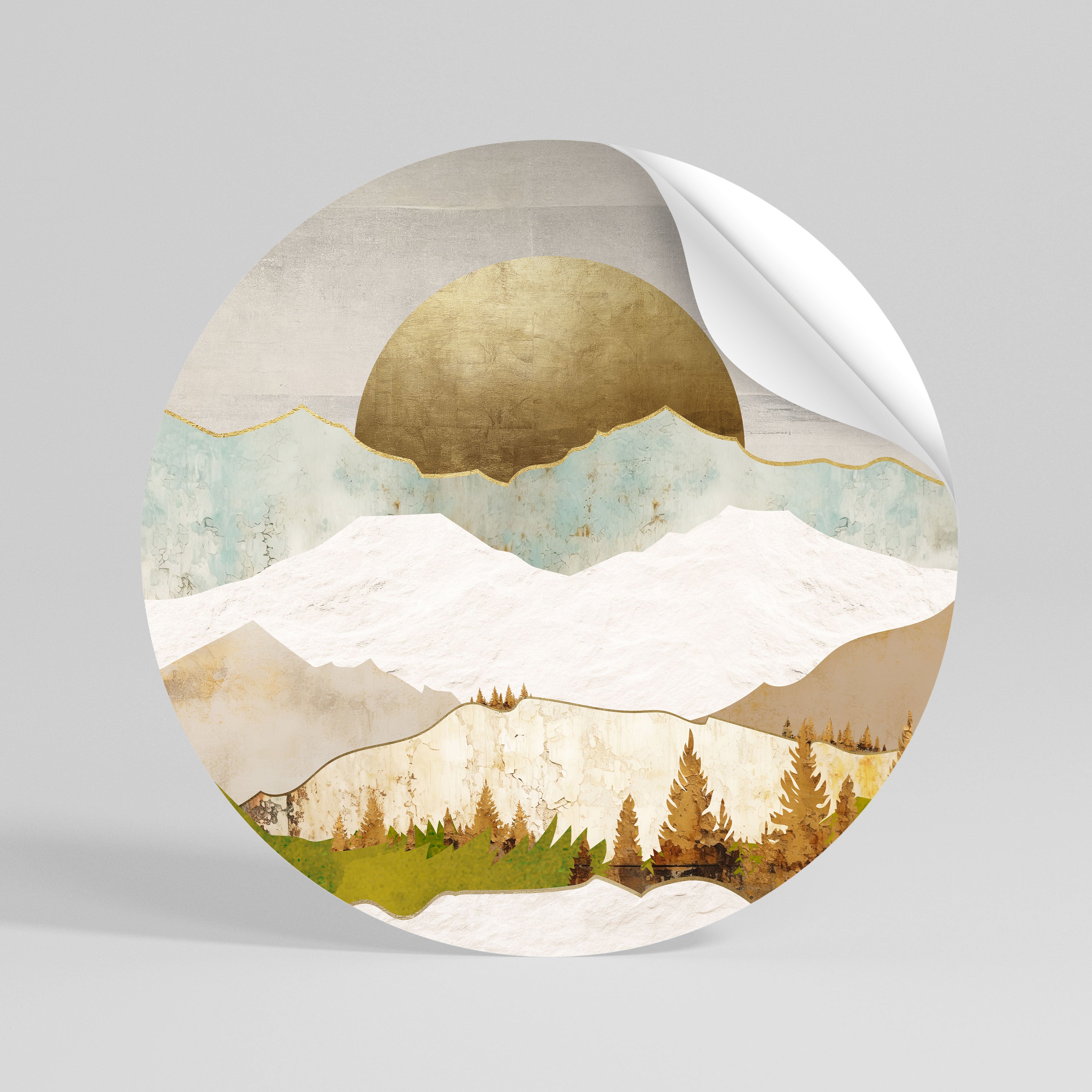 GOLDEN WINTER Peel and Stick Round Sticker