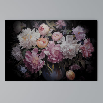 CRASHED PEONIES Horizontal Canvas Print