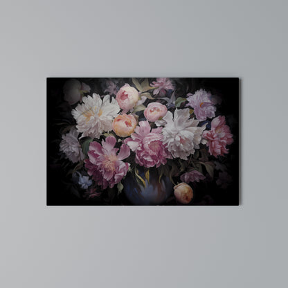 CRASHED PEONIES Horizontal Canvas Print