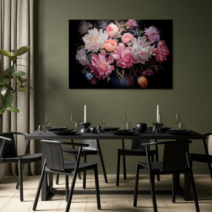 CRASHED PEONIES Horizontal Canvas Print