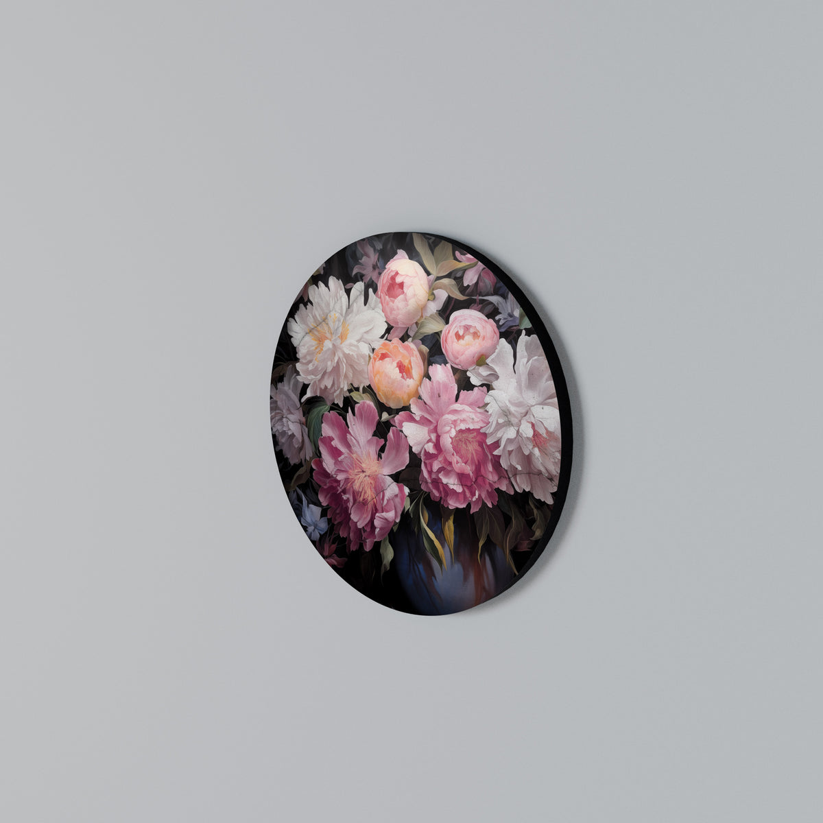 CRASHED PEONIES Arte de Parede Redonda