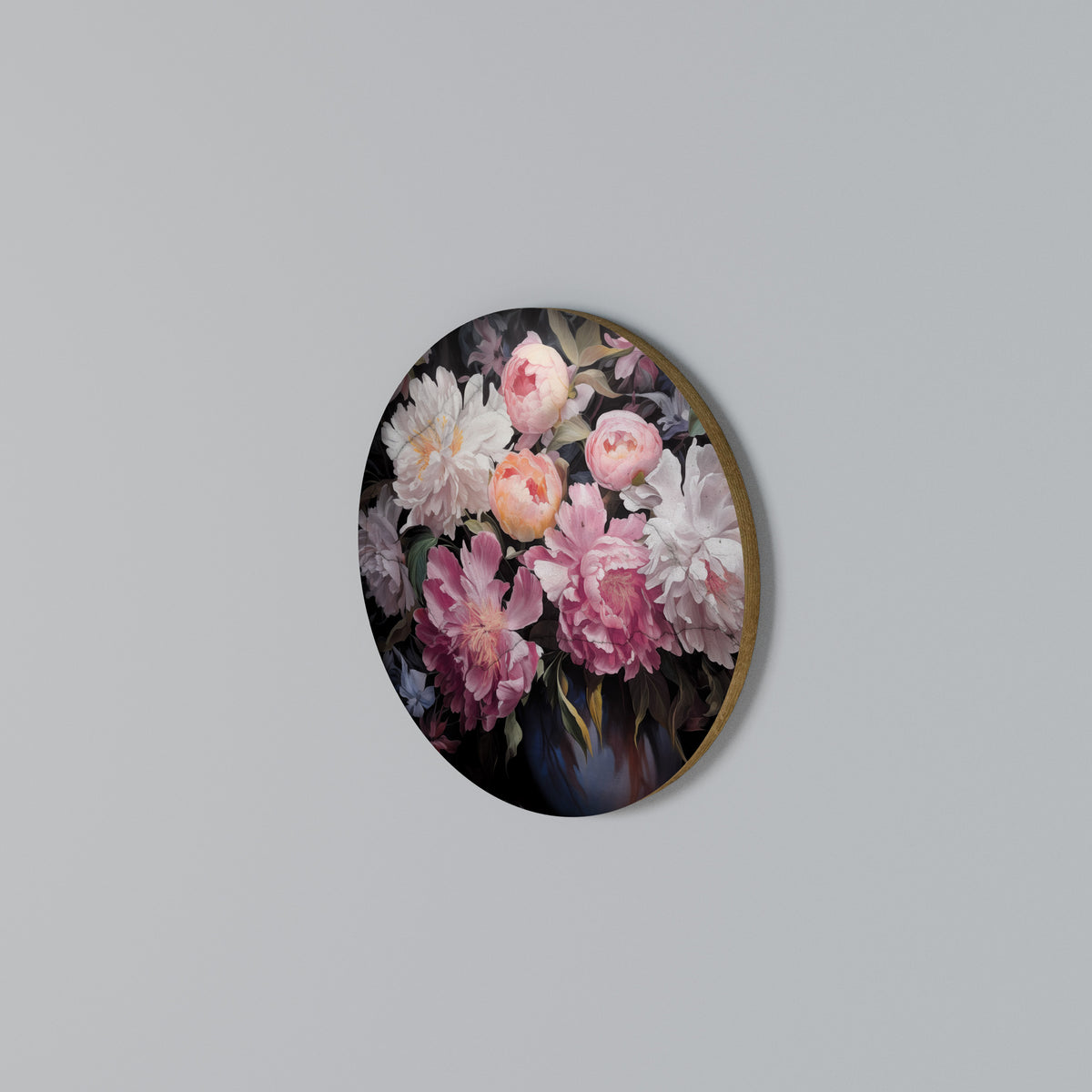CRASHED PEONIES Arte de Parede Redonda