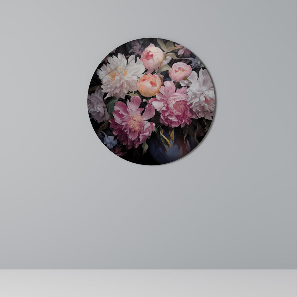 CRASHED PEONIES Quadro Redondo Decorativo