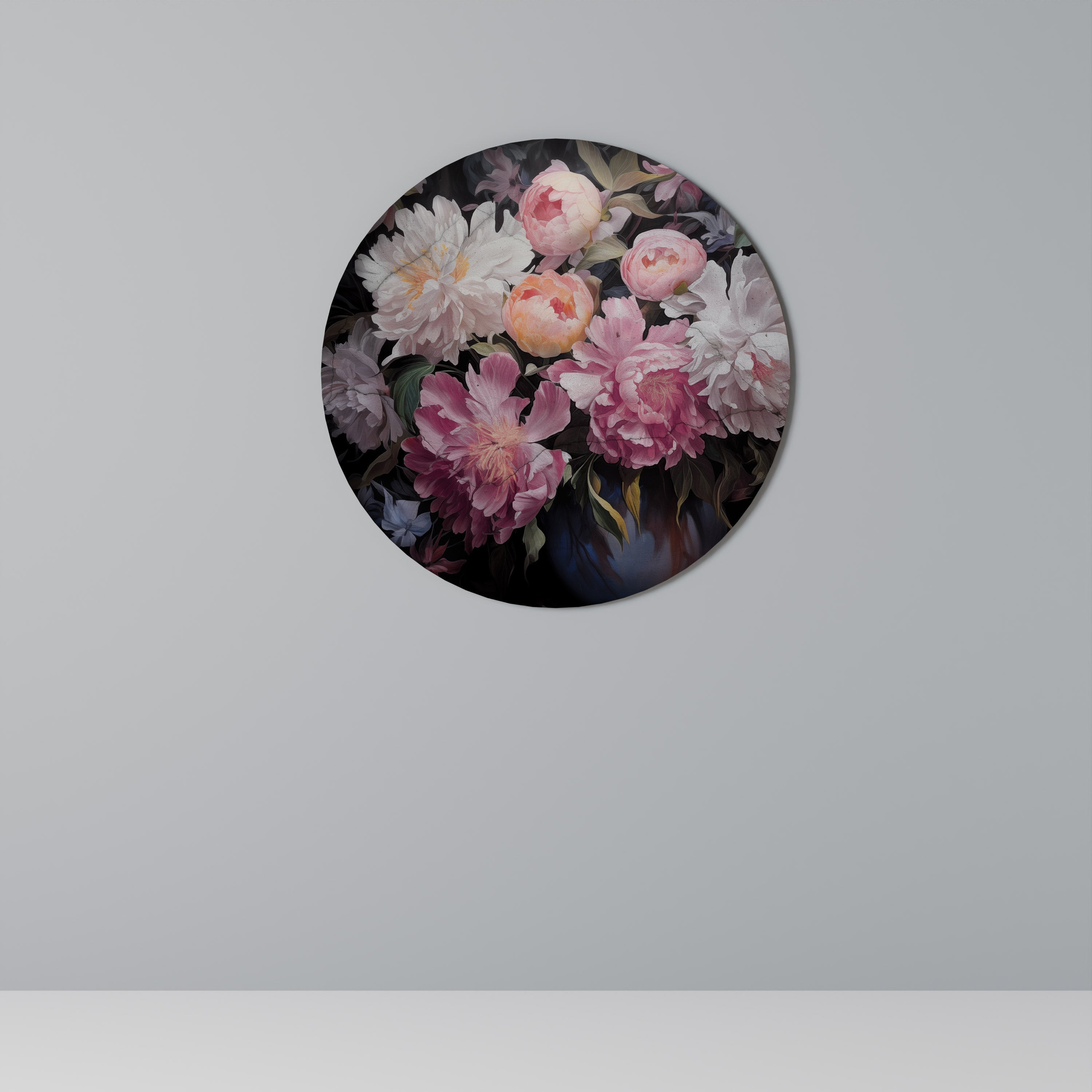 CRASHED PEONIES Quadro Redondo Decorativo