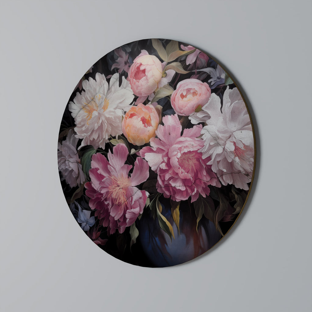 CRASHED PEONIES Quadro Redondo Decorativo