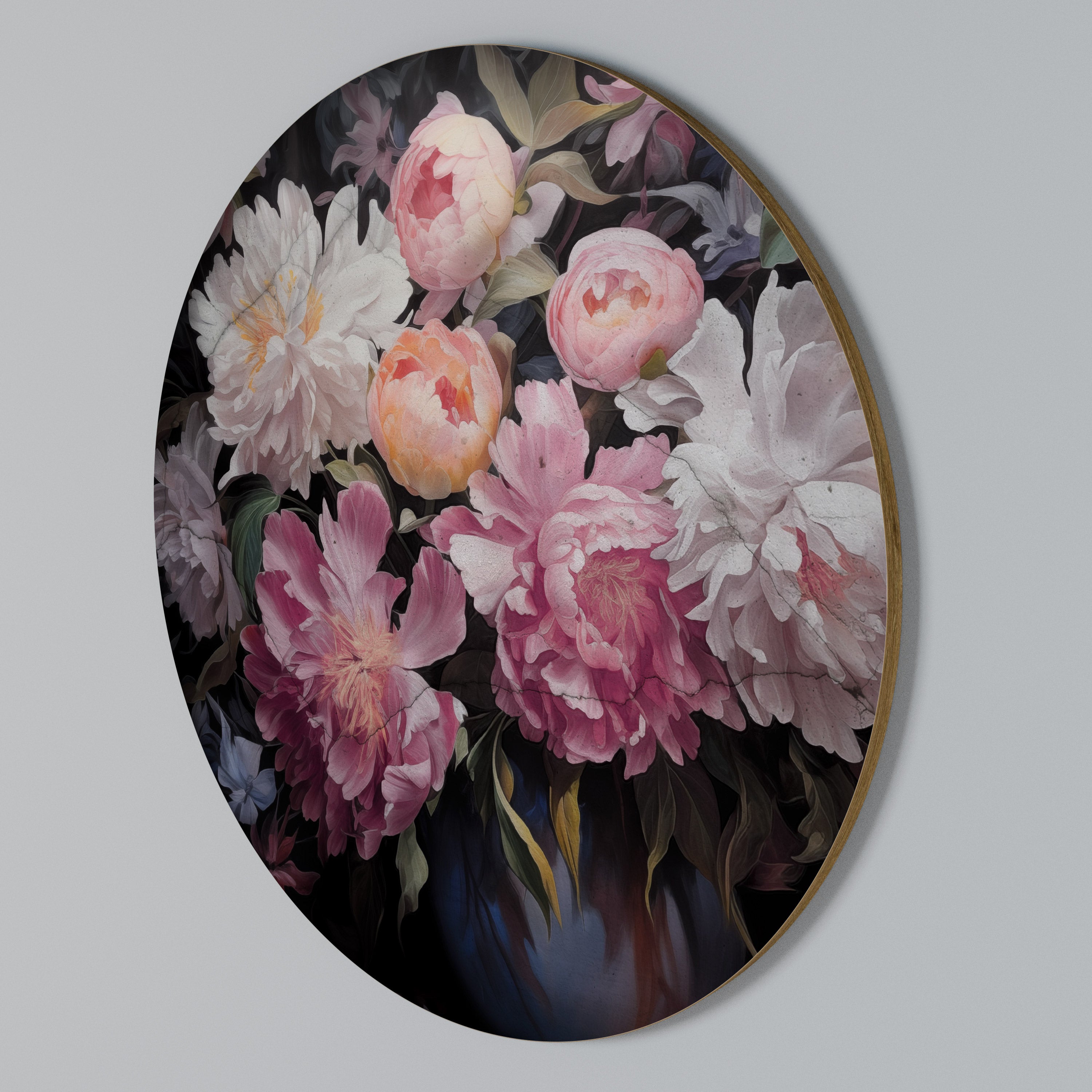 CRASHED PEONIES Arte de Parede Redonda