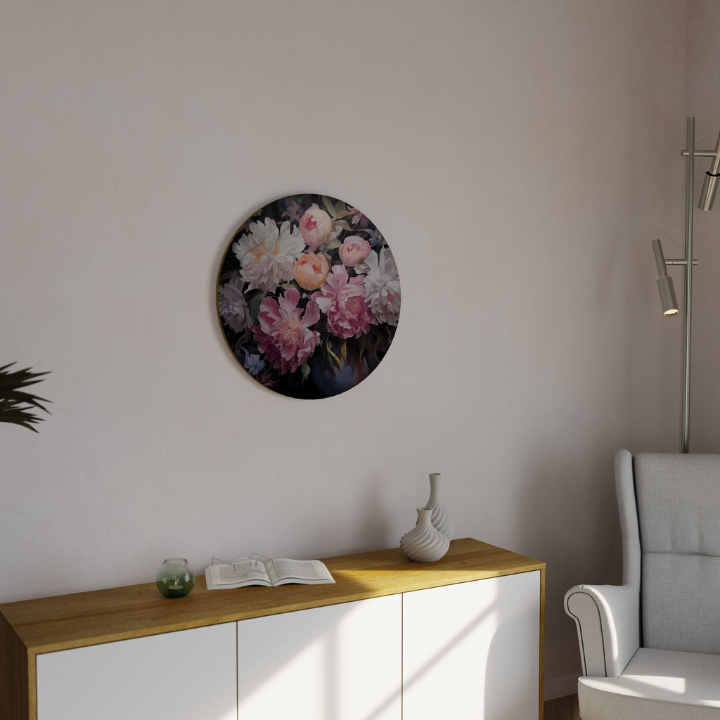 CRASHED PEONIES Quadro Redondo Decorativo