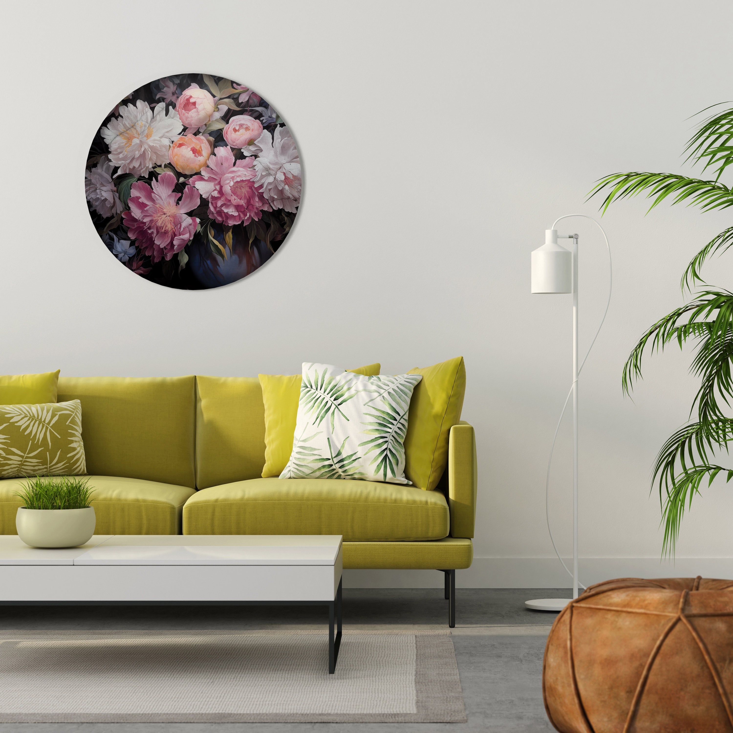 CRASHED PEONIES Quadro Redondo Decorativo