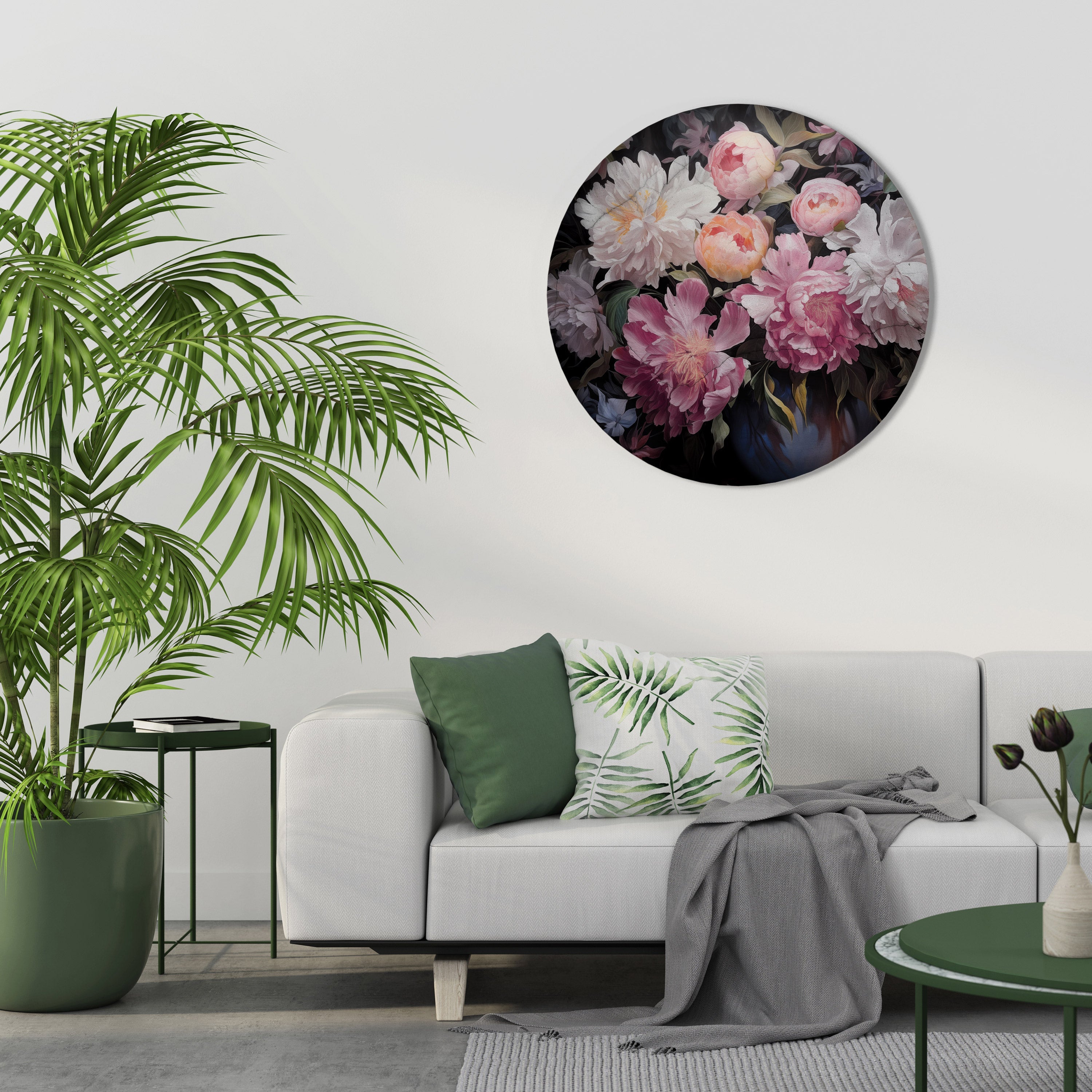 CRASHED PEONIES Quadro Redondo Decorativo