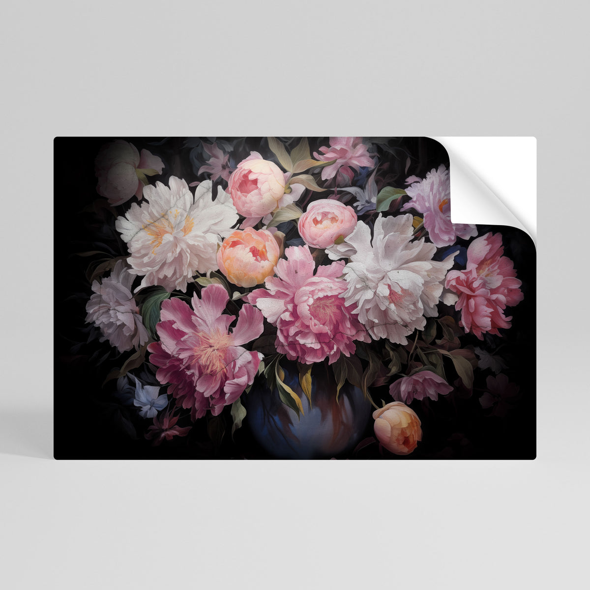 CRASHED PEONIES Póster Autocolante Horizontal