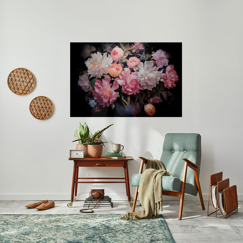 CRASHED PEONIES Peel and Stick Horizontal Poster