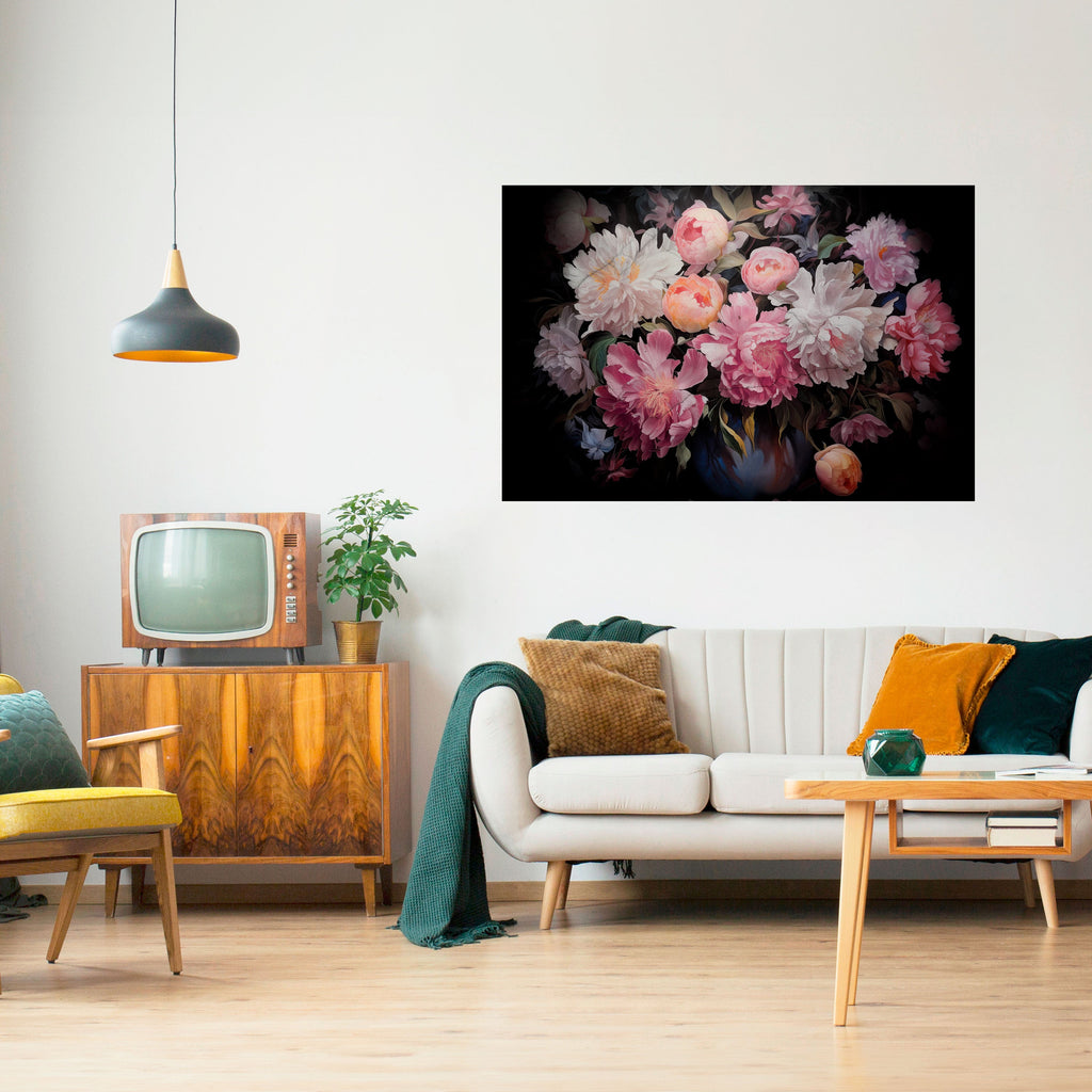 CRASHED PEONIES Peel and Stick Horizontal Poster