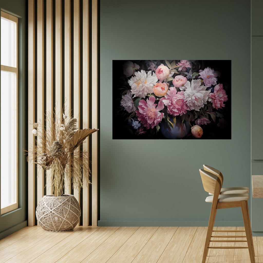 CRASHED PEONIES Peel and Stick Horizontal Poster