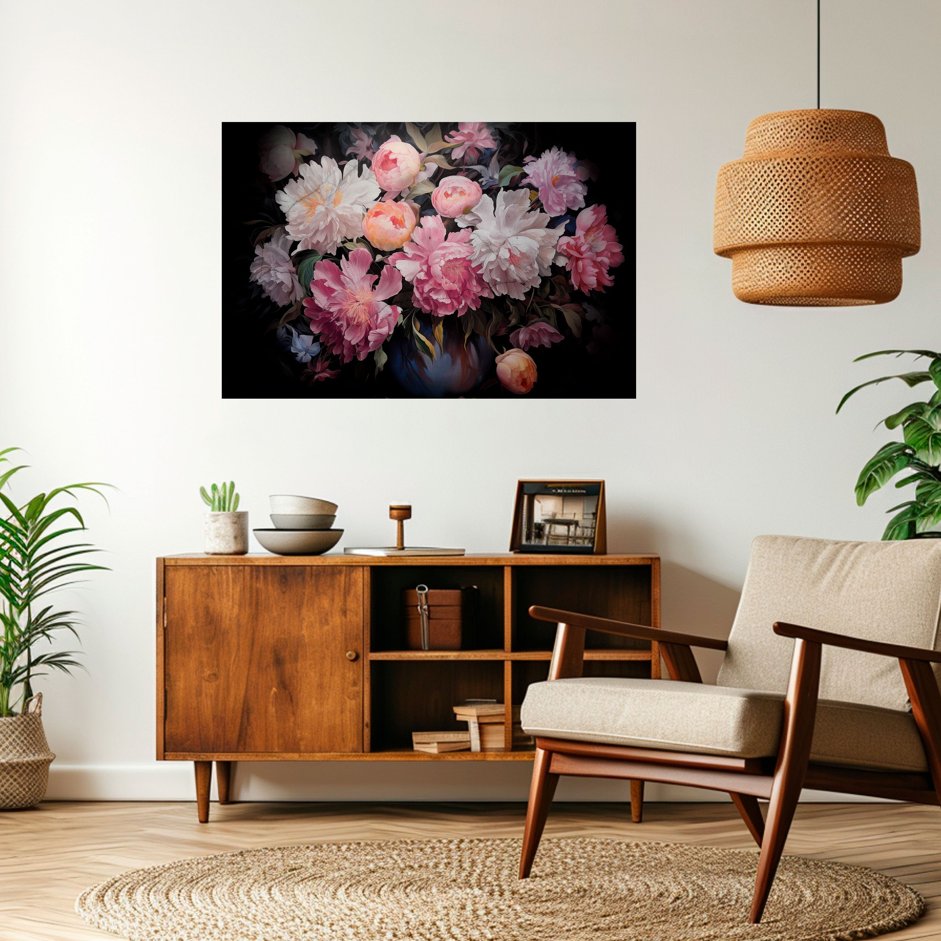 CRASHED PEONIES Peel and Stick Horizontal Poster