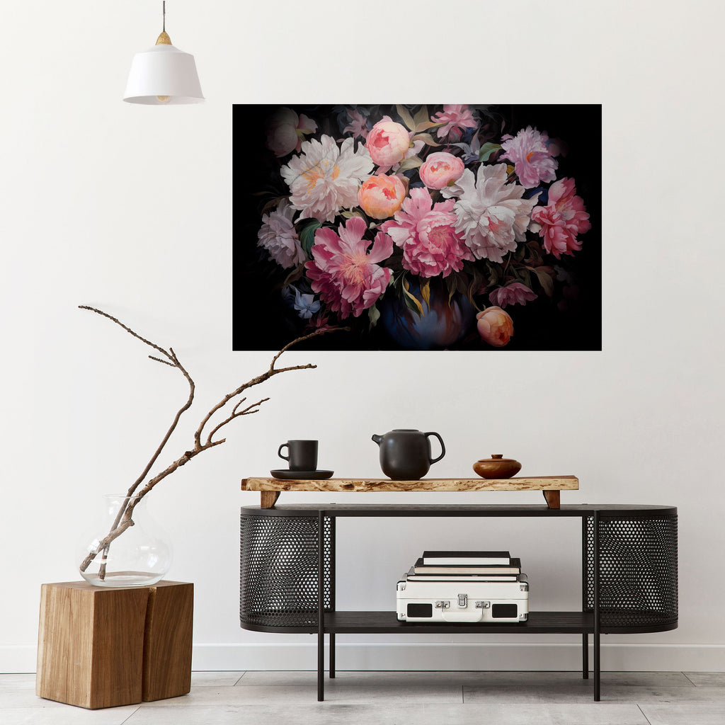 CRASHED PEONIES Peel and Stick Horizontal Poster