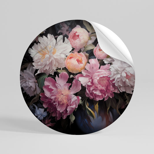 CRASHED PEONIES Autocolante Redondo Removível