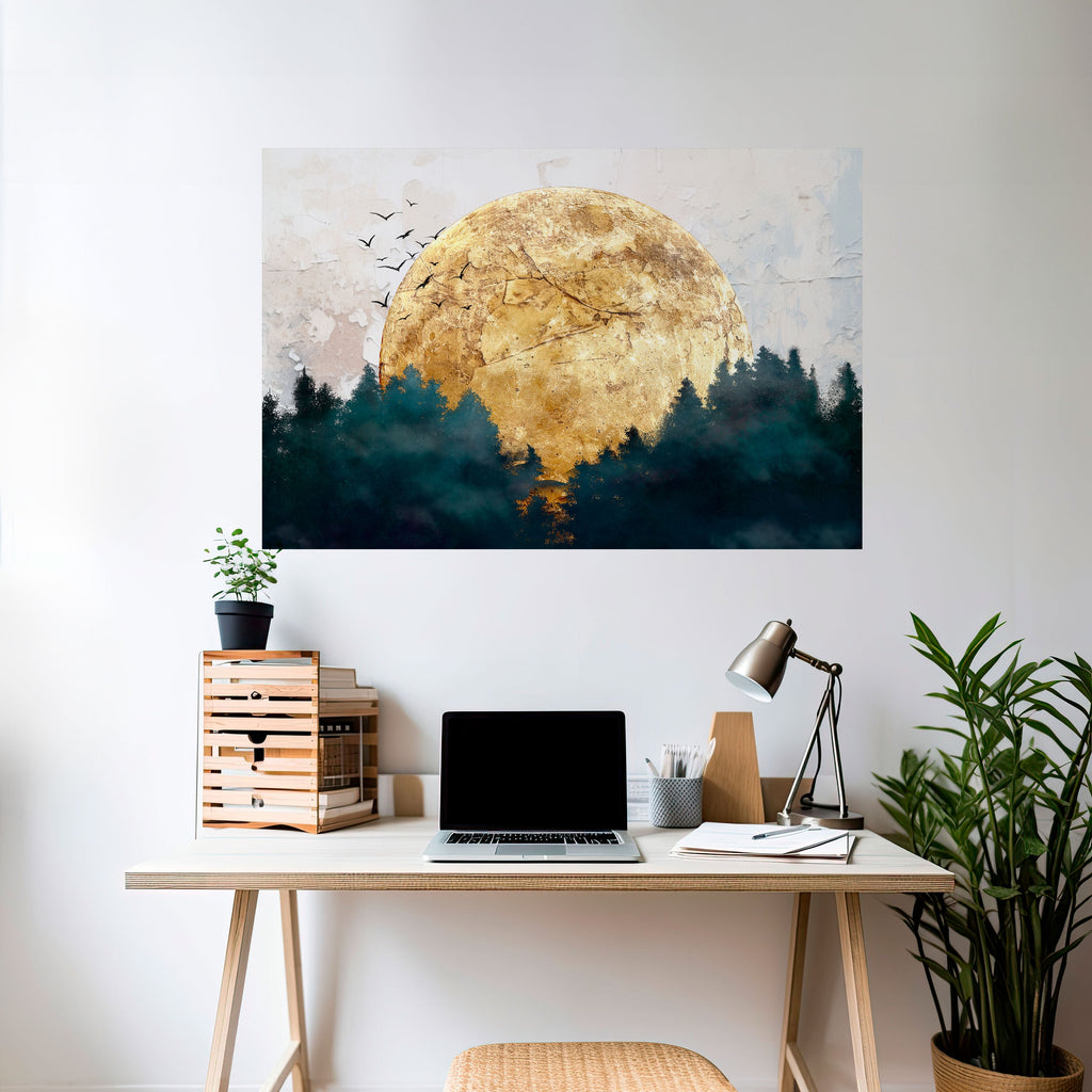RISING MOON Peel and Stick Horizontal Poster