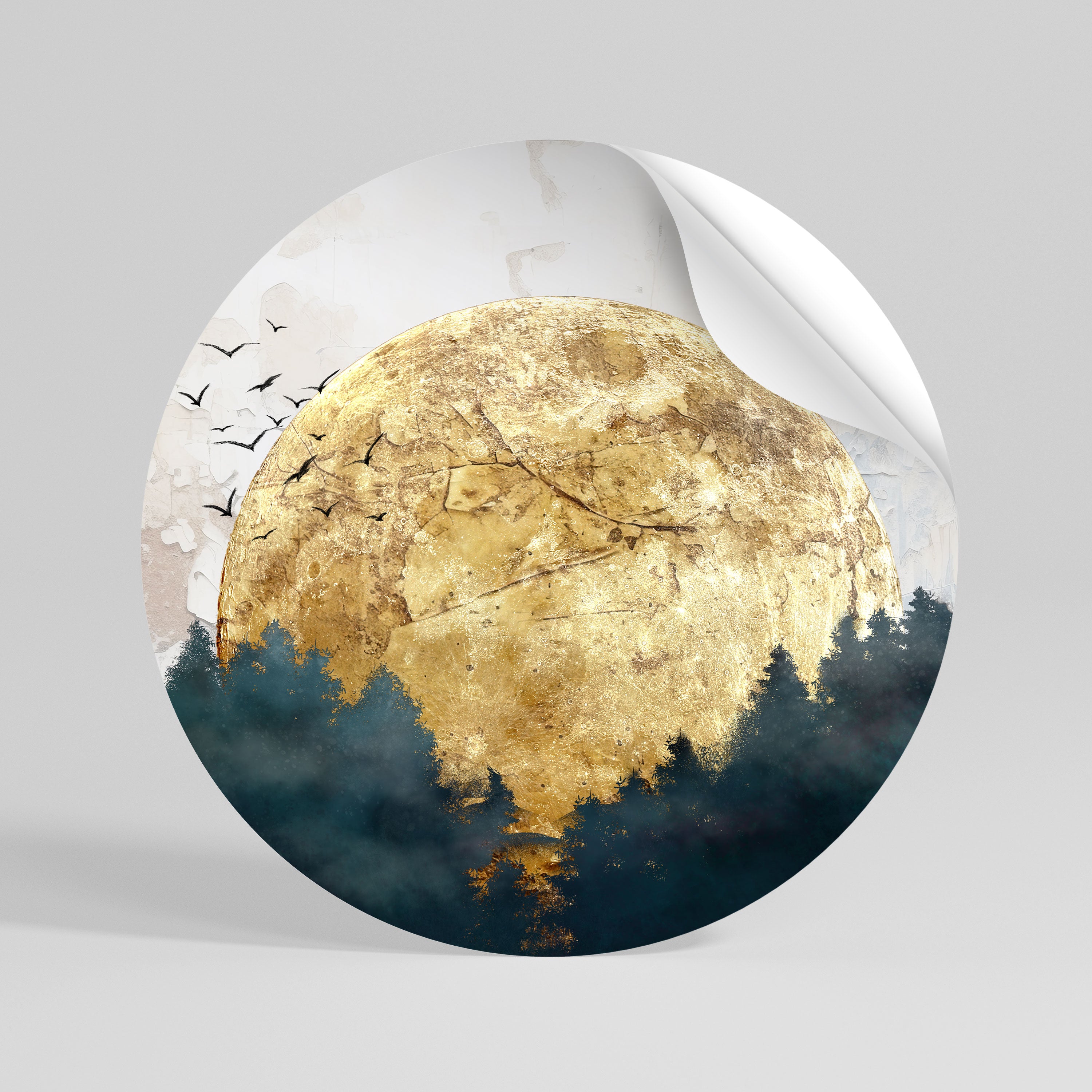 RISING MOON Autocolante Redondo Removível