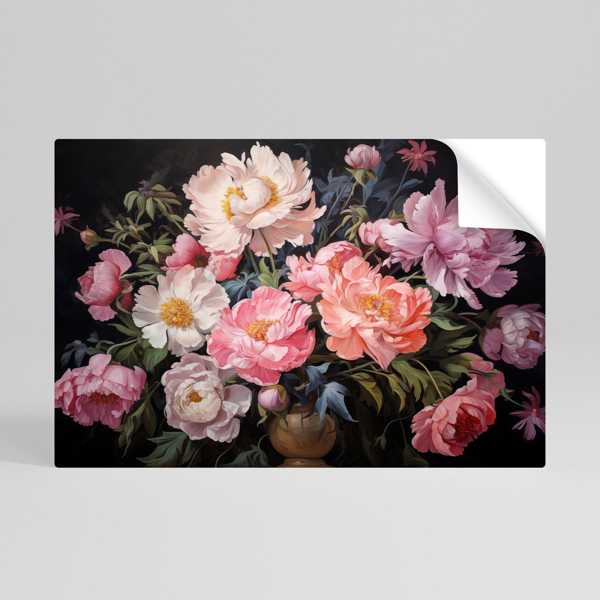 PEONIES BLOSSOM Póster Autocolante Horizontal