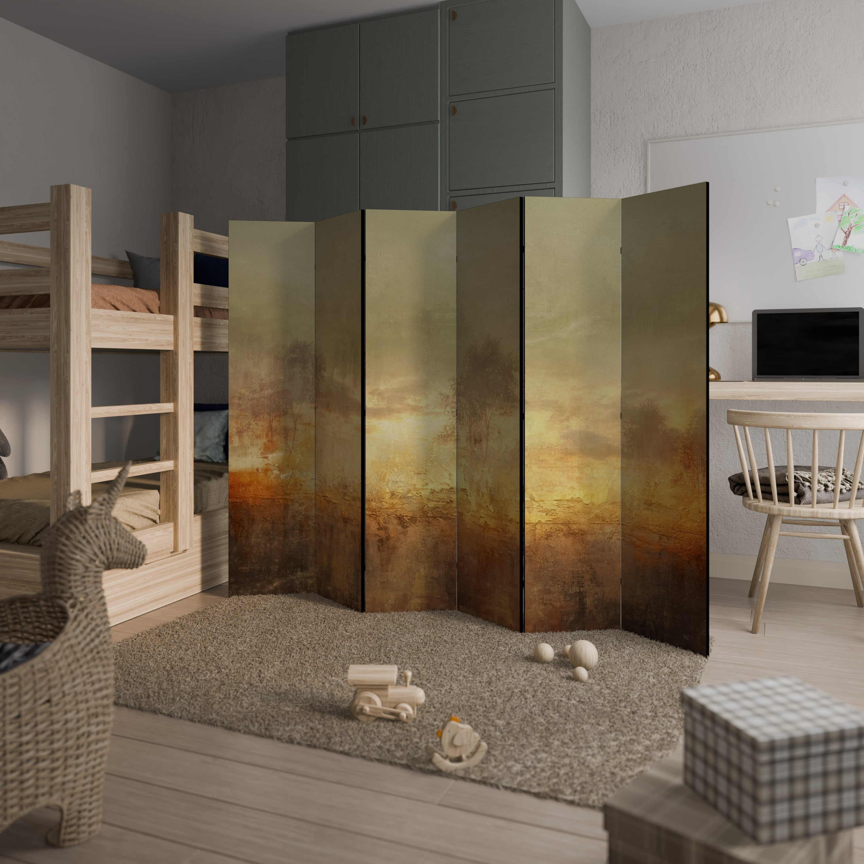 AMBER DREAMSCAPE Biombo de 6 Painéis