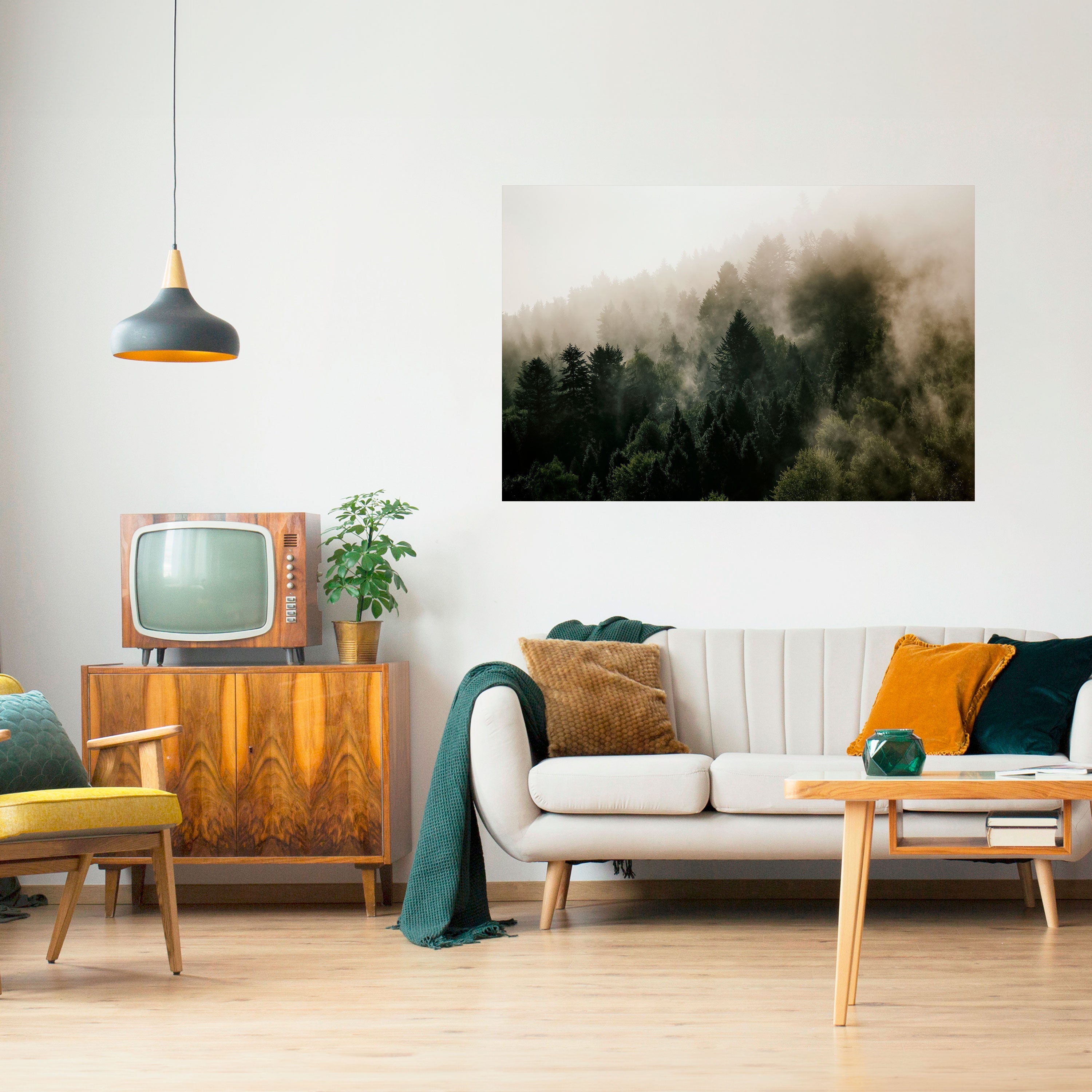 MISTY HIGHLANDS Peel and Stick Horizontal Poster