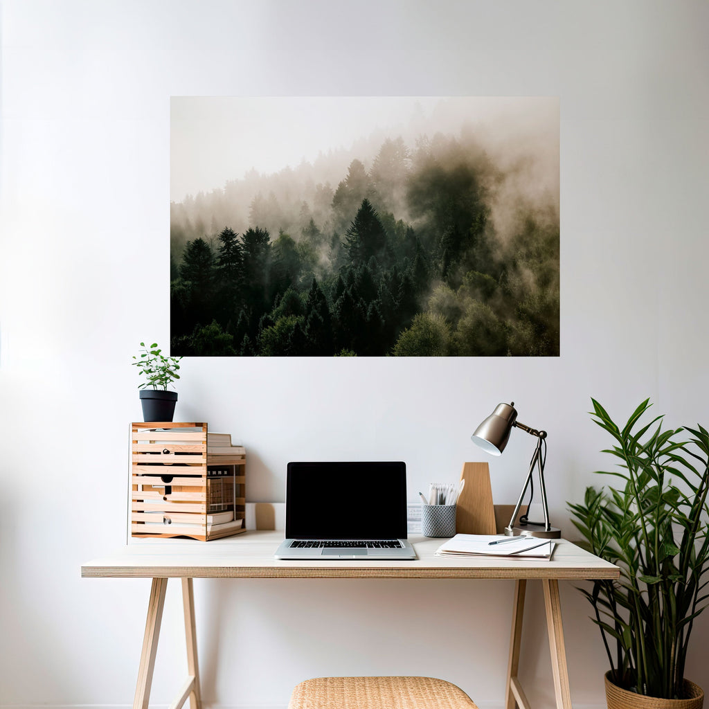 MISTY HIGHLANDS Peel and Stick Horizontal Poster