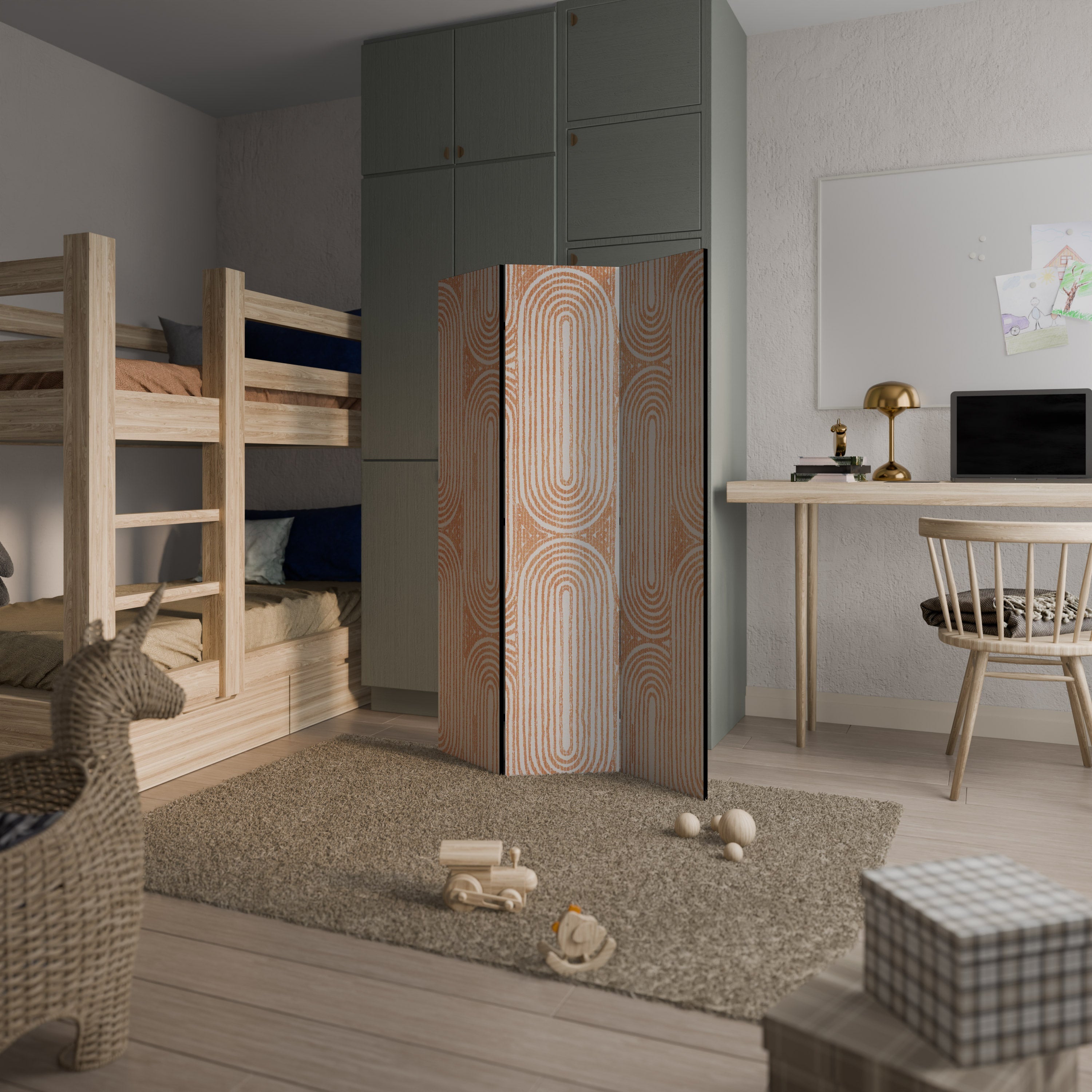 GEOMETRIC GLEAM Biombo Decorativo de 3 Painéis