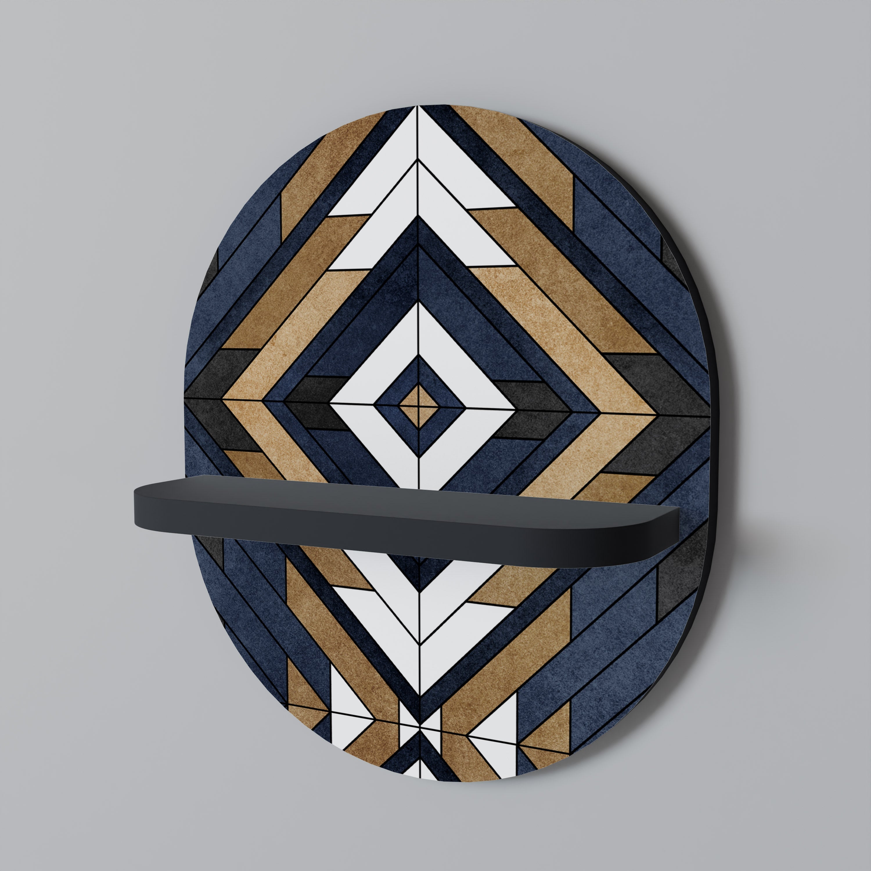 ARTFUL GEOMETRY Prateleira Oval Decorativa em Acabamento Preto