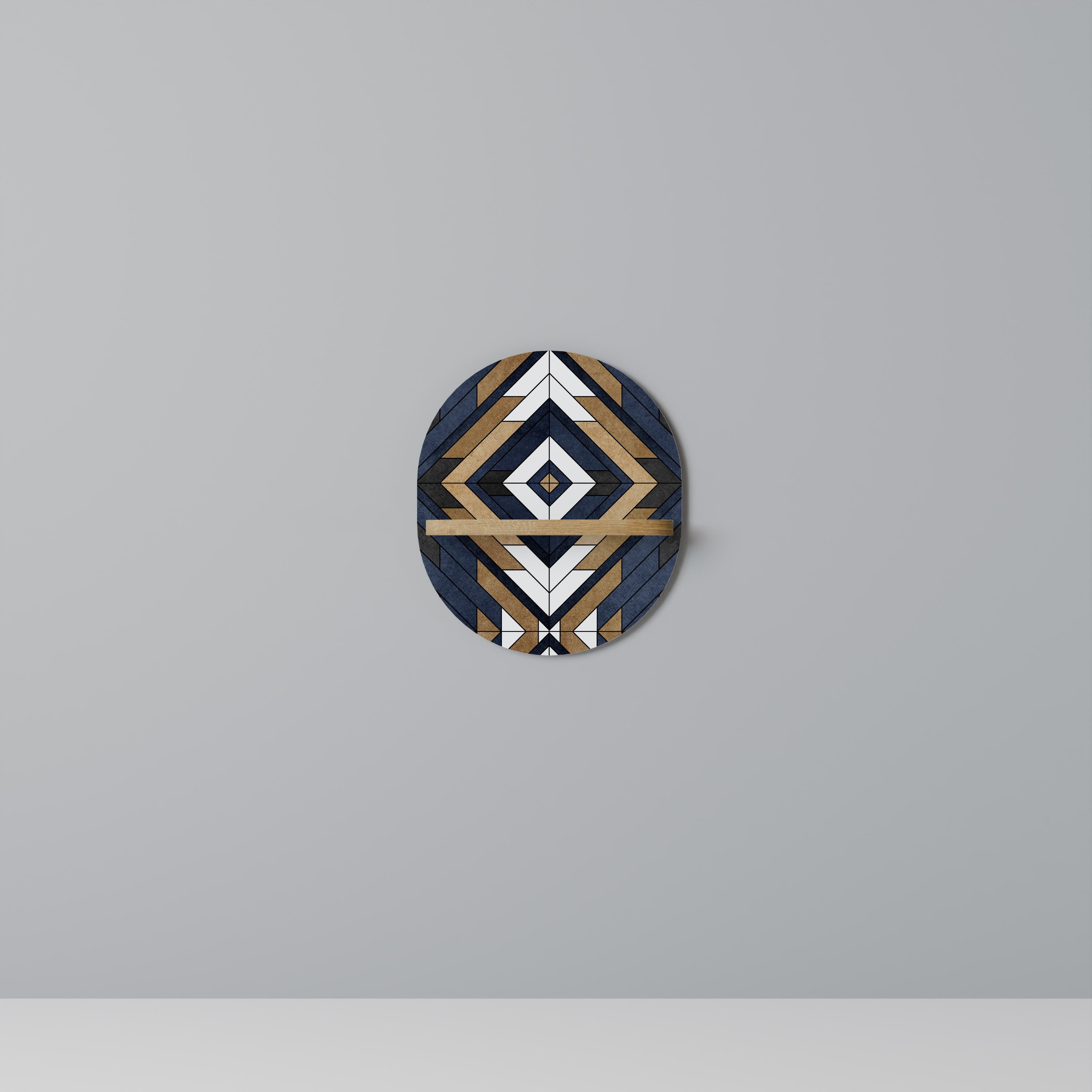 ARTFUL GEOMETRY Prateleira Oval Decorativa em Efeito Carvalho