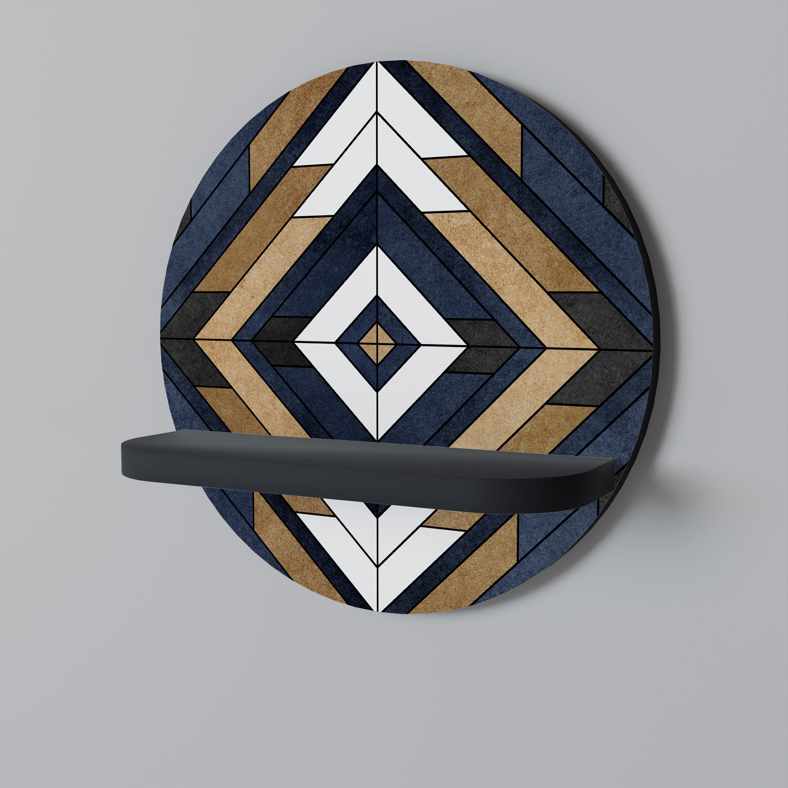 ARTFUL GEOMETRY Prateleira Redonda Decorativa em Acabamento Preto